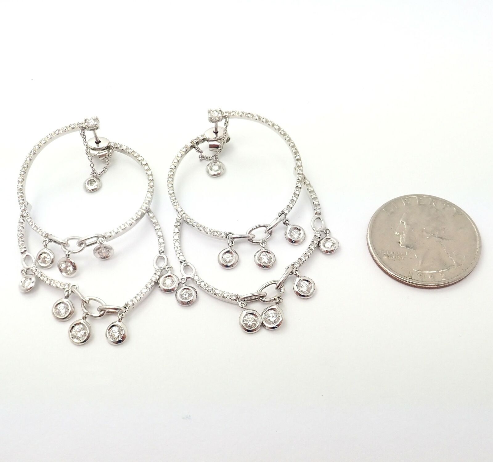 Cartier Jewelry & Watches:Fine Jewelry:Earrings Authentic! Rare Stefan Hafner 18k White Gold 1.50ctw Diamond Chandelier Earrings