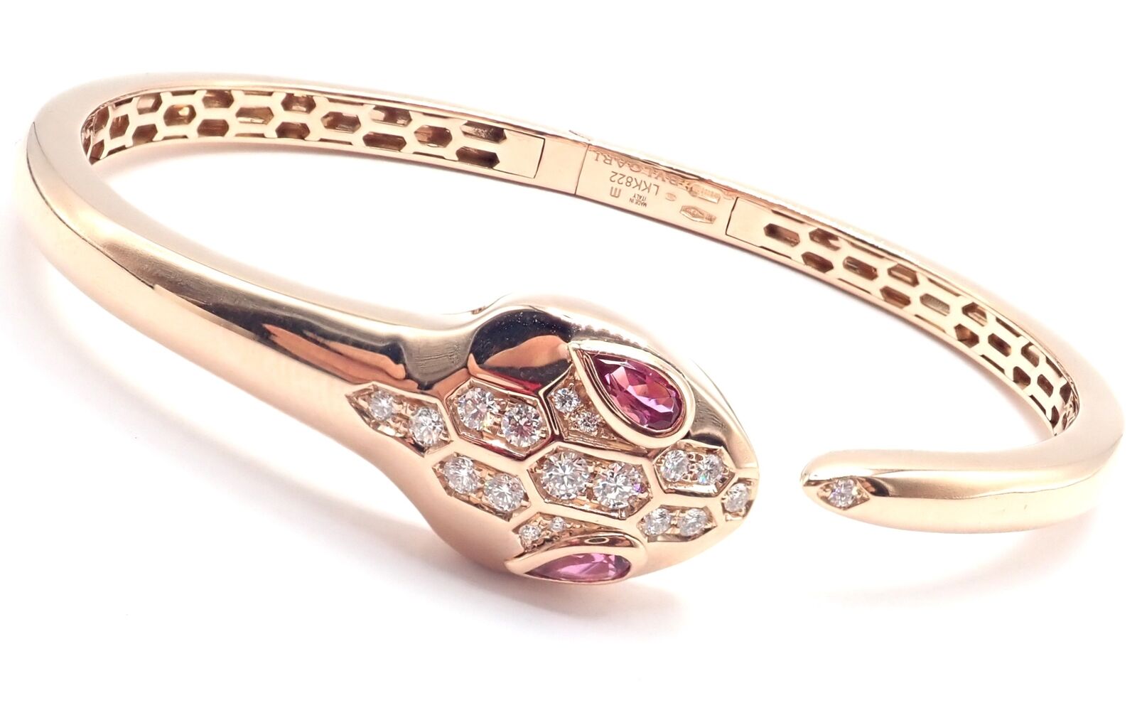 Bvlgari Jewelry & Watches:Fine Jewelry:Bracelets & Charms Authentic! Bulgari Bvlgari Serpenti 18k Gold Diamond Rubellite Bangle Bracelet