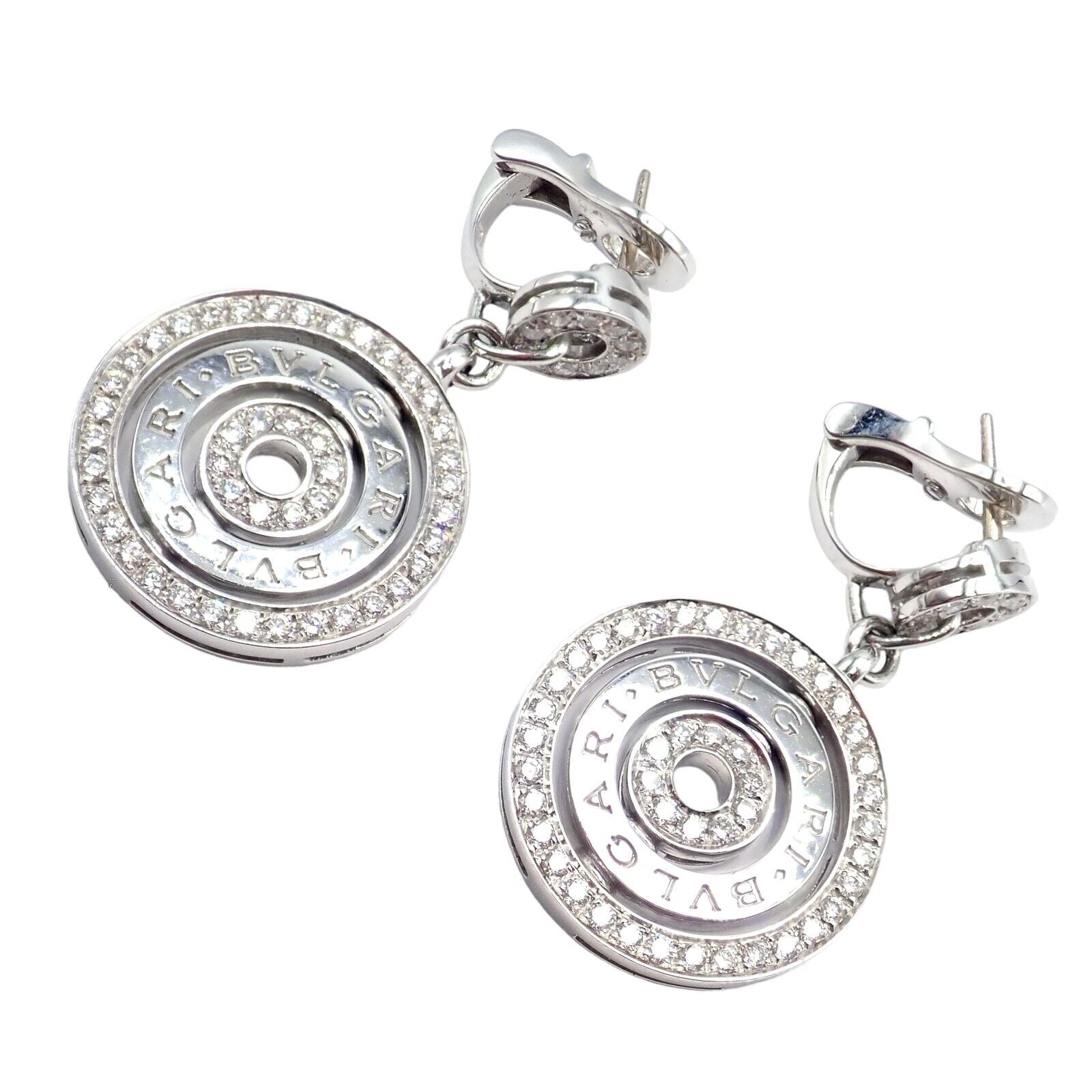 Bulgari Jewelry & Watches:Fine Jewelry:Earrings Authentic! Bulgari Bvlgari Cerchi Astrale 18k White Gold Diamond Dangle Earrings