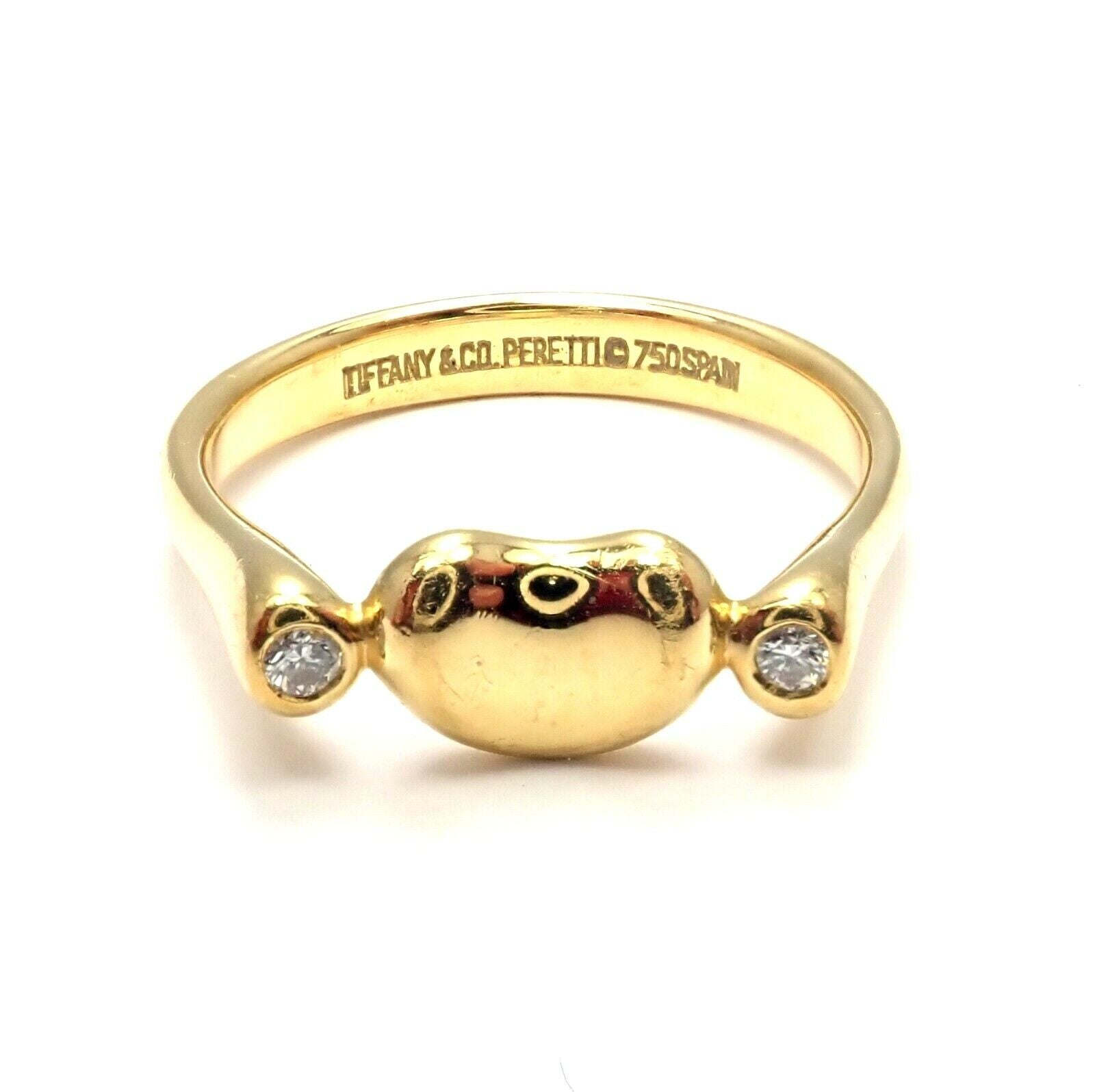 Tiffany & Co. Jewelry & Watches:Fine Jewelry:Rings Tiffany & Co 18k Yellow Gold Diamond Peretti Bean Ring sz 6.5