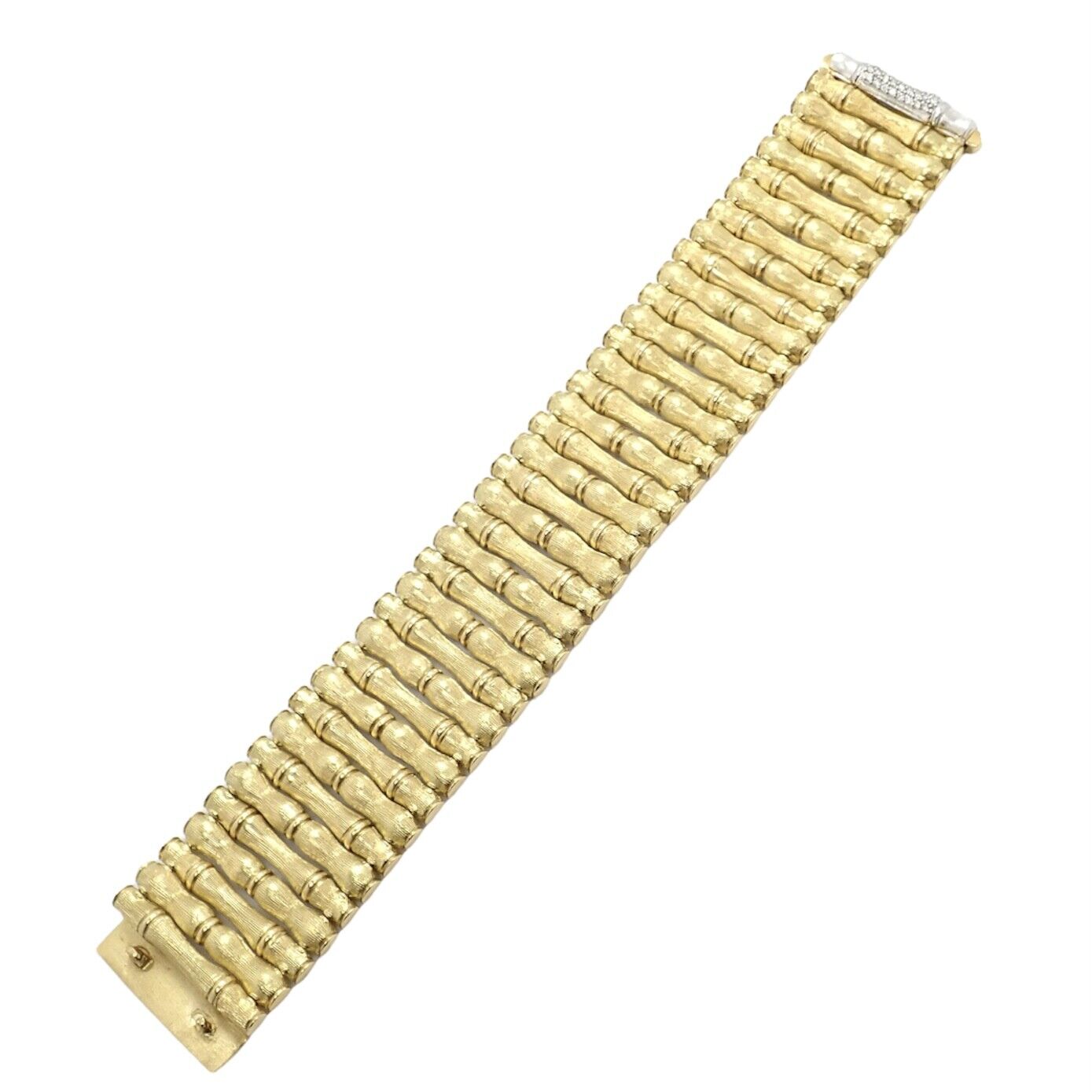 Roberto Coin Jewelry & Watches:Fine Jewelry:Bracelets & Charms Authentic! Roberto Coin 18k Yellow Gold Diamond Large Wide Bamboo Bracelet