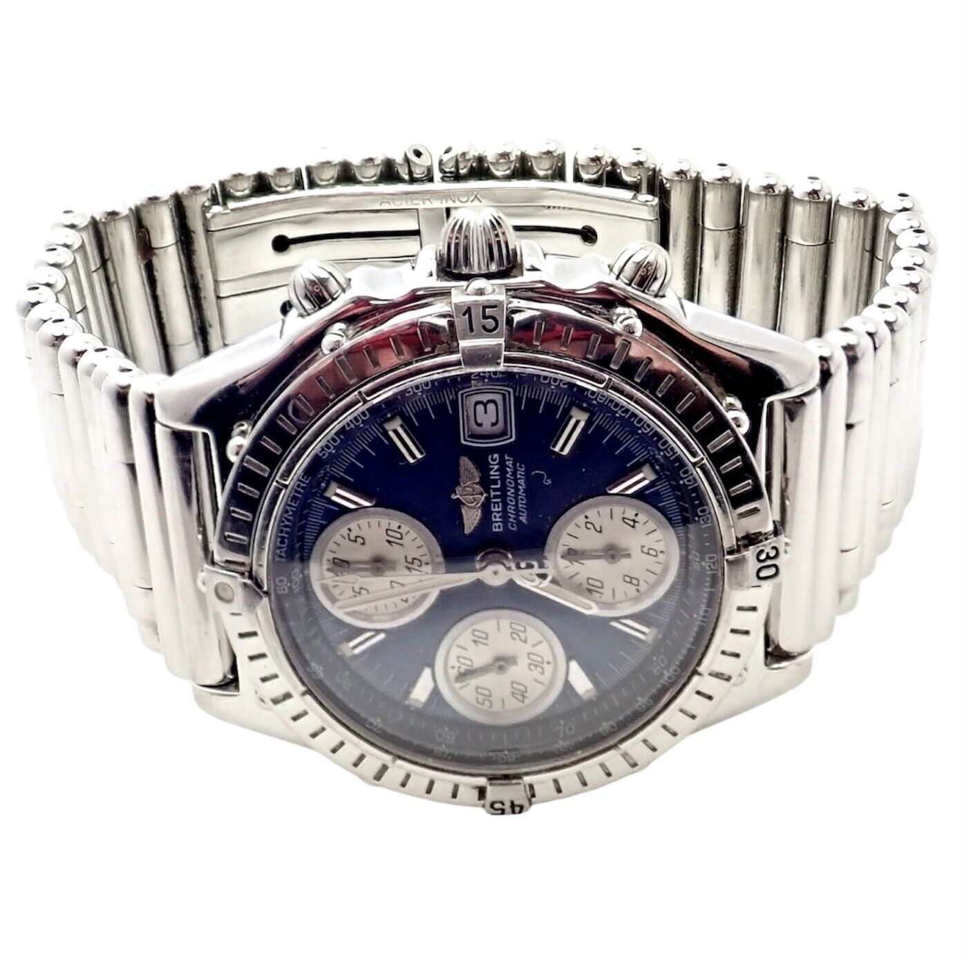 Breitling Jewelry & Watches:Watches, Parts & Accessories:Watches:Wristwatches Authentic! Breitling Chronomat Automatic Mens Watch Steel Blue Dial A13350