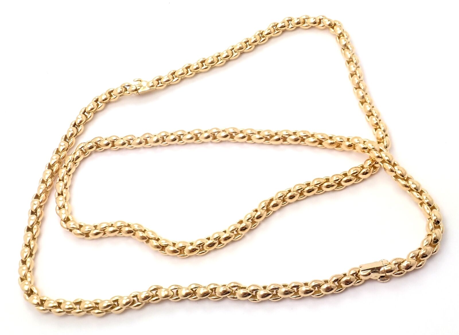 Antique 15 Carat Chain, Long Belcher Link Yellow Gold Heavy Chain Necklace.  Circa 1890s, 75.5 cm / 29.75 inches. - Addy's Vintage