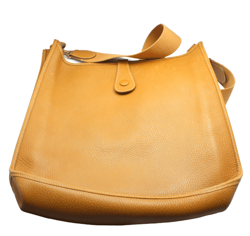 Authentic! Hermes Evelyne Dark Tan Clemence Leather GM Handbag