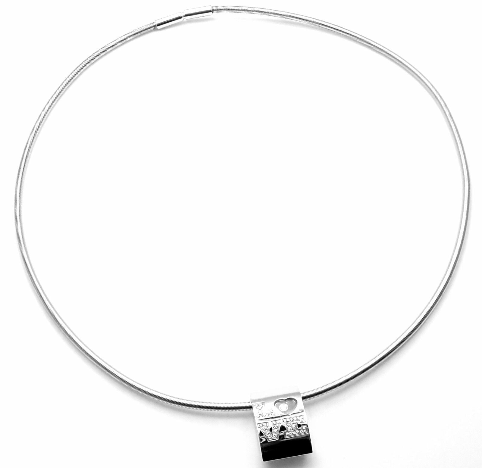 Chopard Jewelry & Watches:Fine Jewelry:Necklaces & Pendants Rare! Authentic Chopard Happy Love 18K White Gold Diamond Snake Link Necklace