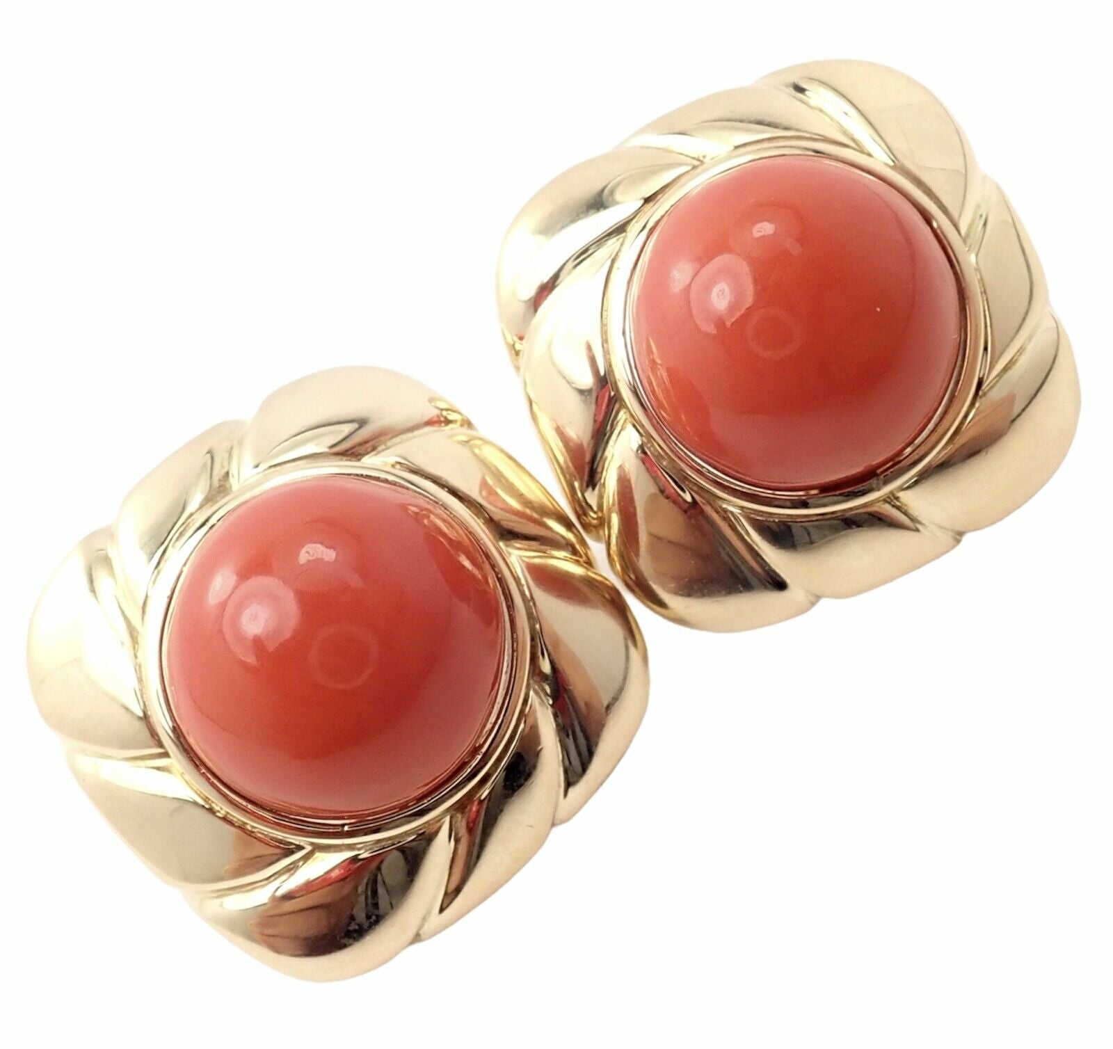 Unbranded Jewelry & Watches:Vintage & Antique Jewelry:Earrings Vintage Estate 18k Yellow Gold Natural Coral Earrings