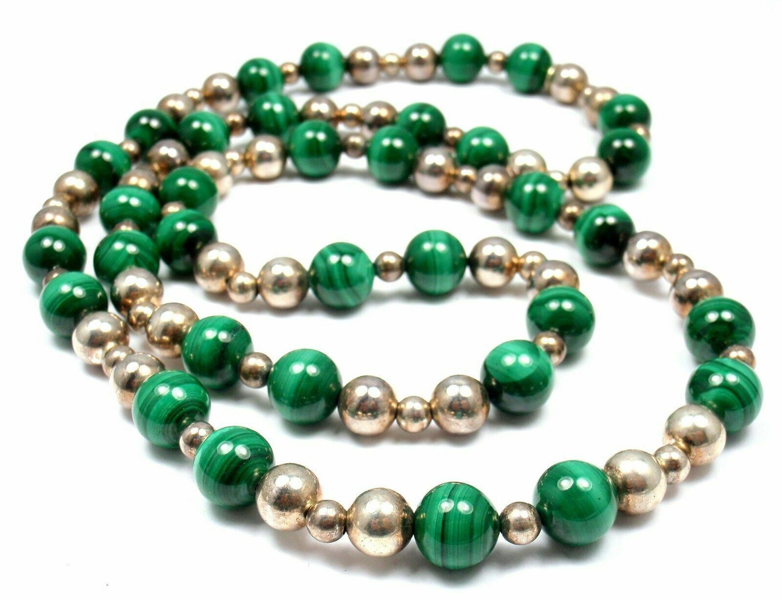 Tiffany & Co. Jewelry & Watches:Fine Jewelry:Necklaces & Pendants Rare Tiffany & Co. Sterling Silver Green Malachite Bead Necklace 30"