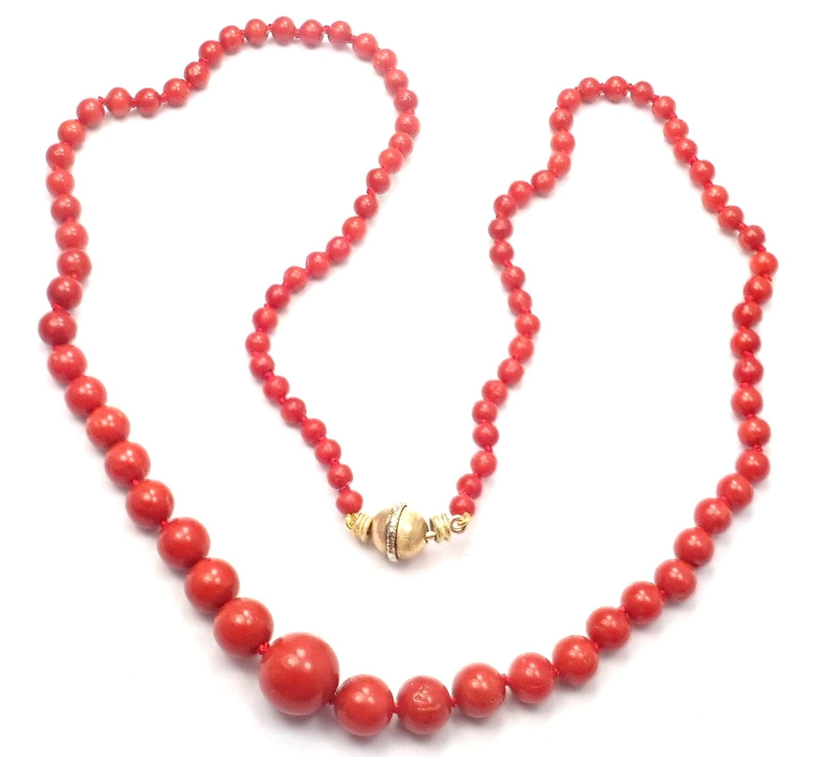 Buccellati Jewelry & Watches:Fine Jewelry:Necklaces & Pendants Rare! Authentic Vintage Buccellati 18k Yellow Gold Graduated Coral Bead Necklace