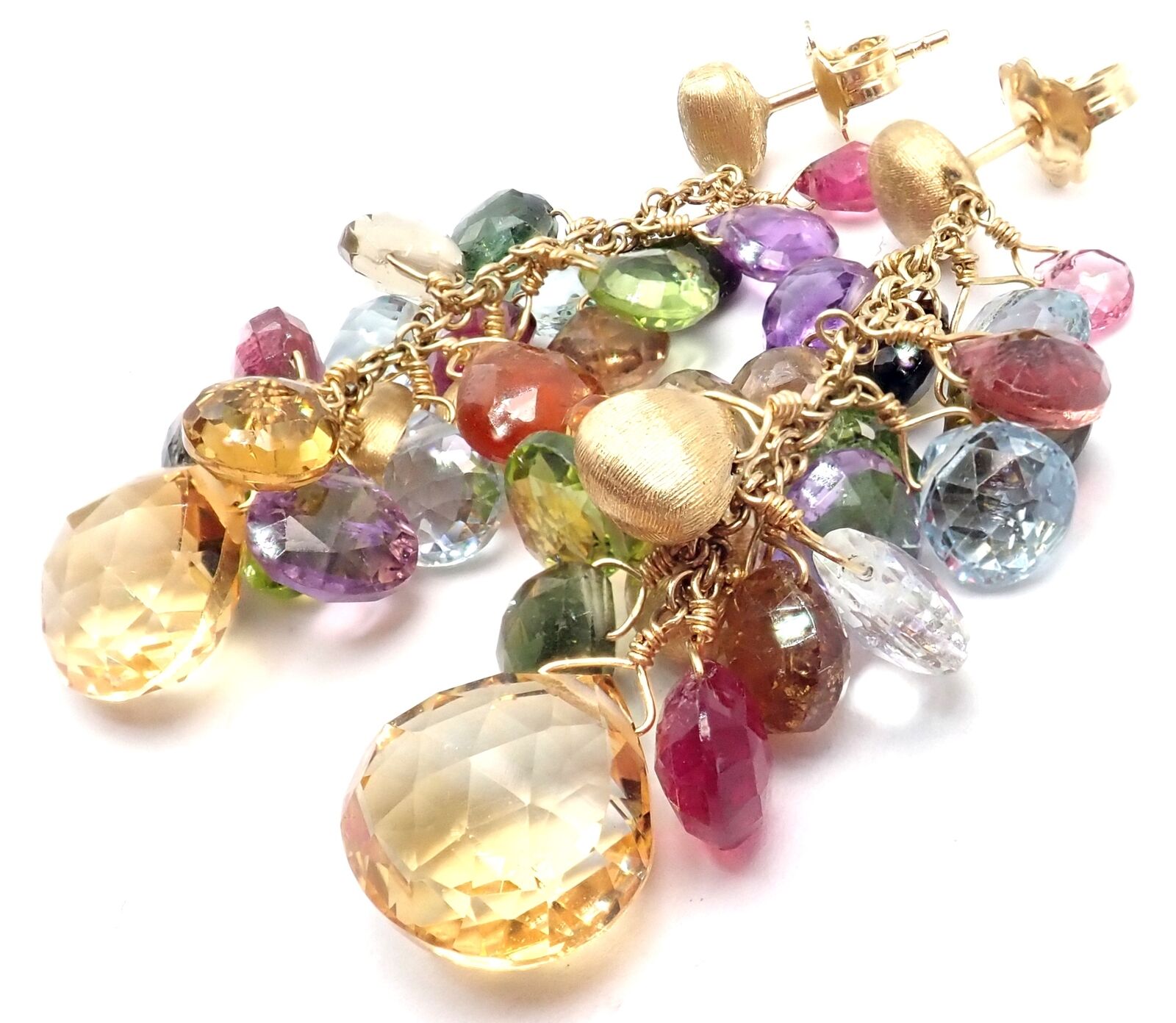 Marco Bicego Jewelry & Watches:Fine Jewelry:Earrings Authentic! Marco Bicego 18k Yellow Gold Paradise Multicolor Gems Drop Earrings