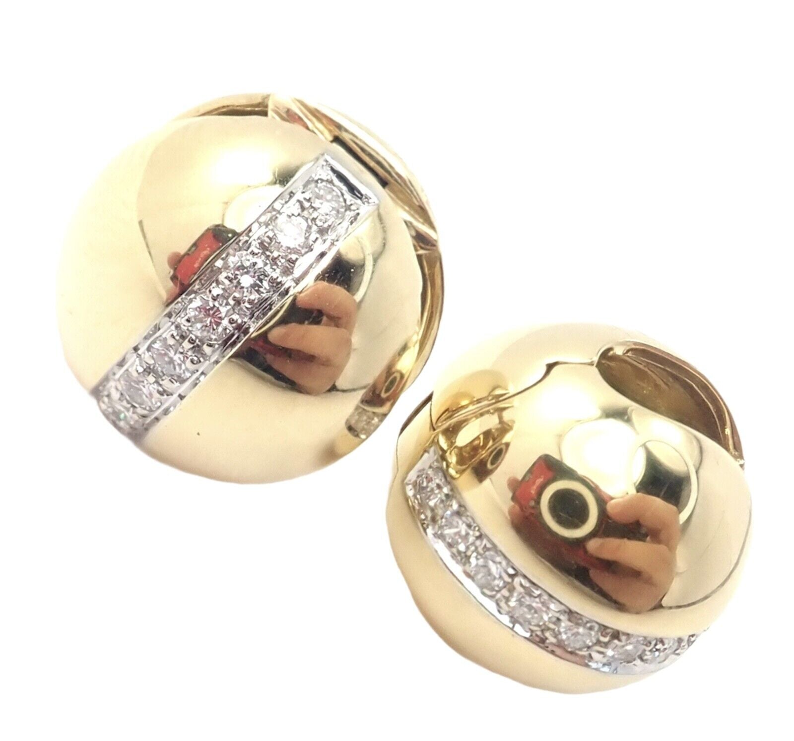 Pomellato Jewelry & Watches:Fine Jewelry:Earrings Rare! Authentic Pomellato 18k Yellow Gold Diamond Globe Hug Earrings