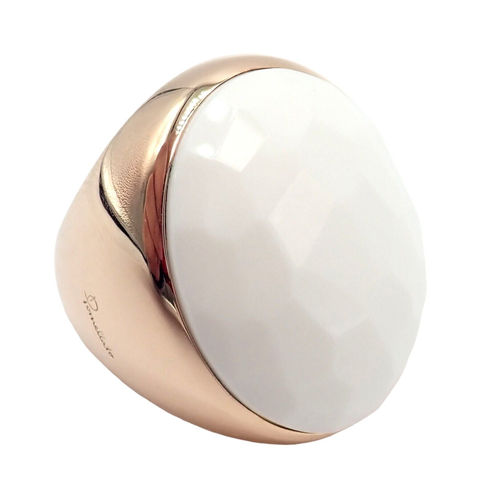 Pomellato Jewelry & Watches:Fine Jewelry:Rings Authentic! Pomellato 18k Rose Gold Large Oval White Cacholong Victoria Ring