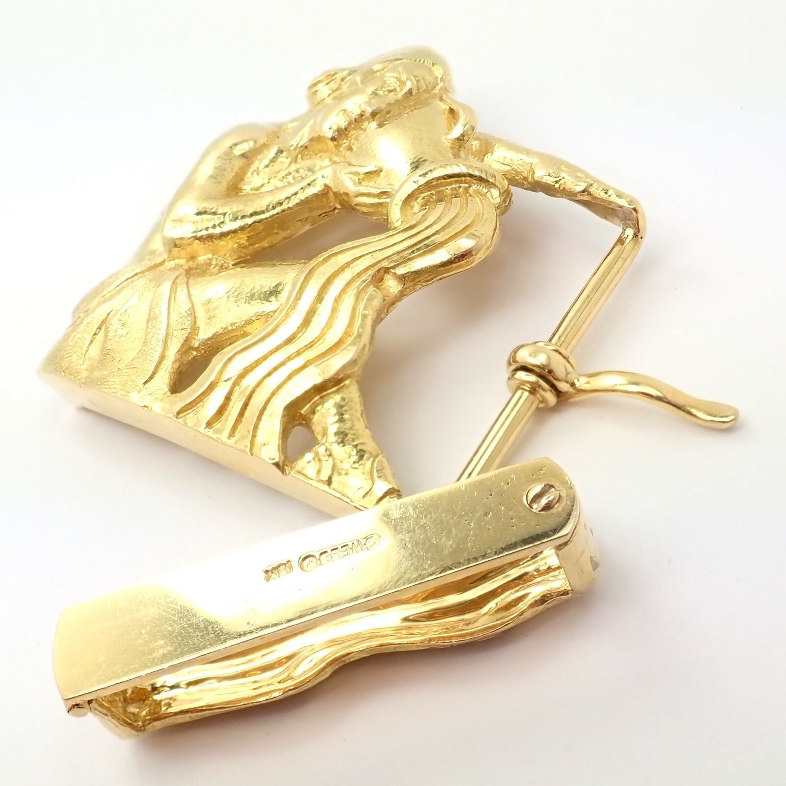 David Webb Clothing, Shoes & Accessories:Women:Women's Accessories:Belt Buckles Rare! David Webb 18k Yellow Gold Large Zodiac Aquarius Belt Buckle 1980's