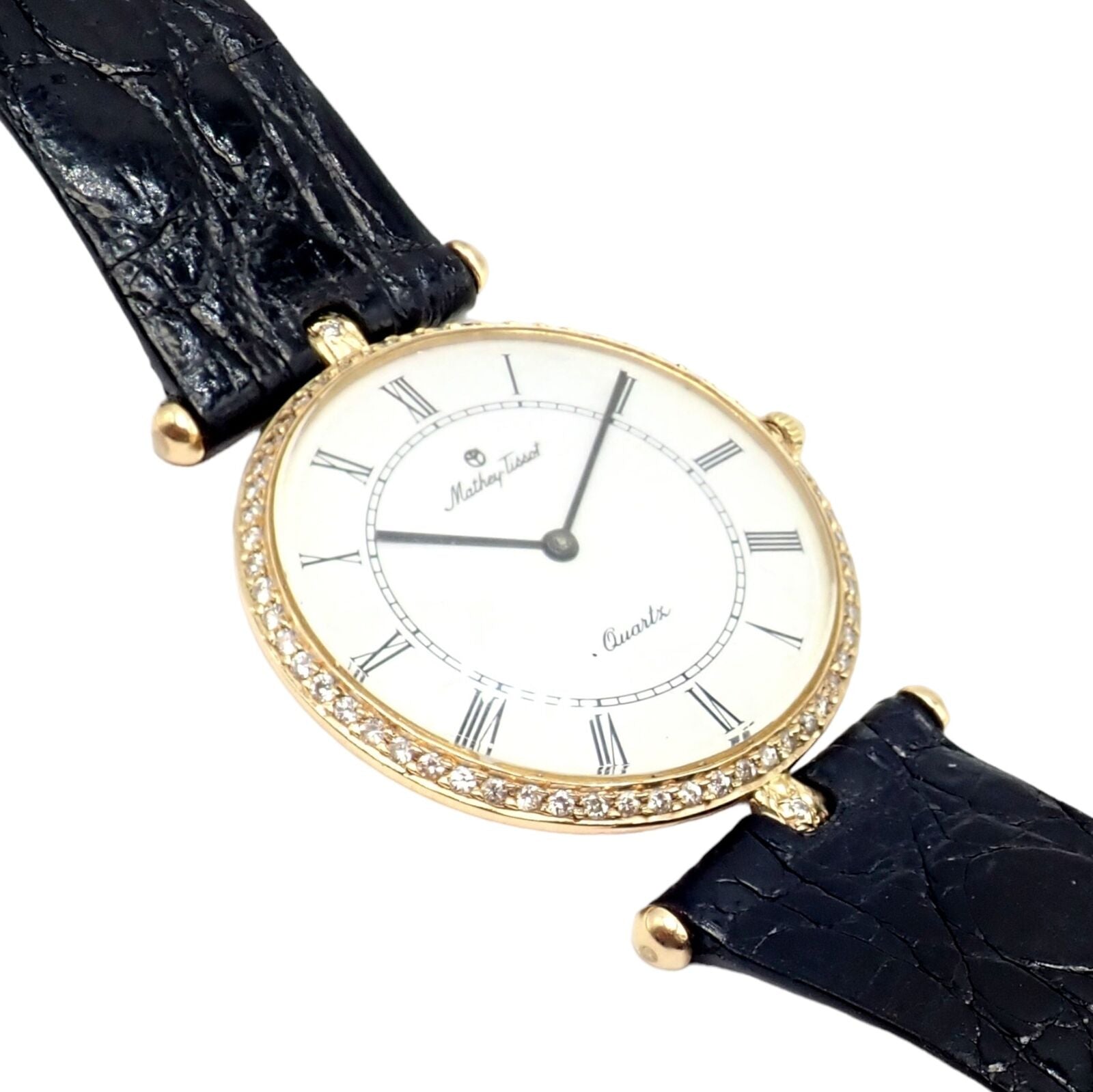 Tissot Jewelry & Watches:Watches, Parts & Accessories:Watches:Wristwatches Authentic Mathey Tissot 14k Gold Diamond Movado Quartz Ladies Ultra Thin Watch