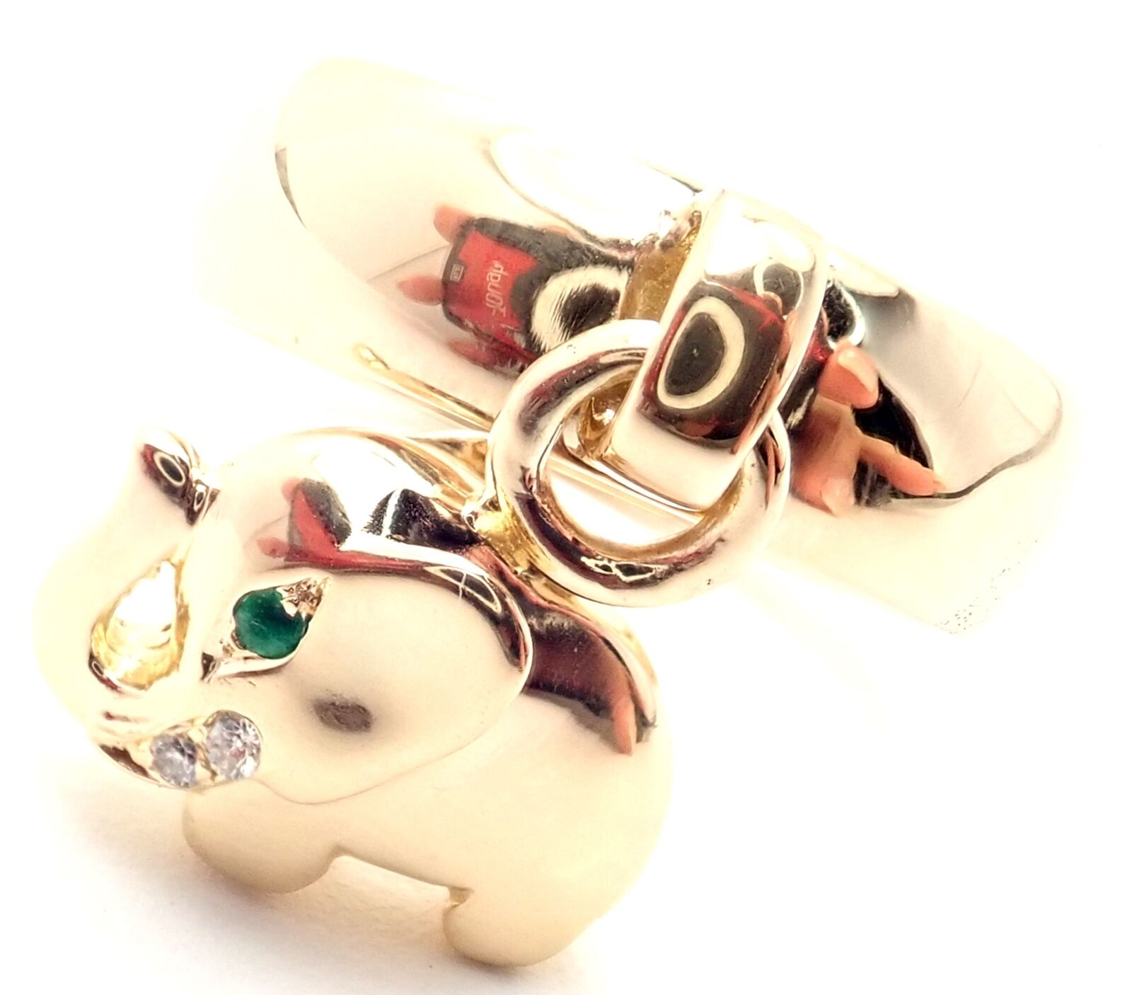 OJ PERRIN Jewelry & Watches:Fine Jewelry:Rings Rare! Authentic OJ Perrin Paris 18k Yellow Gold Diamond Elephant Charm Band Ring