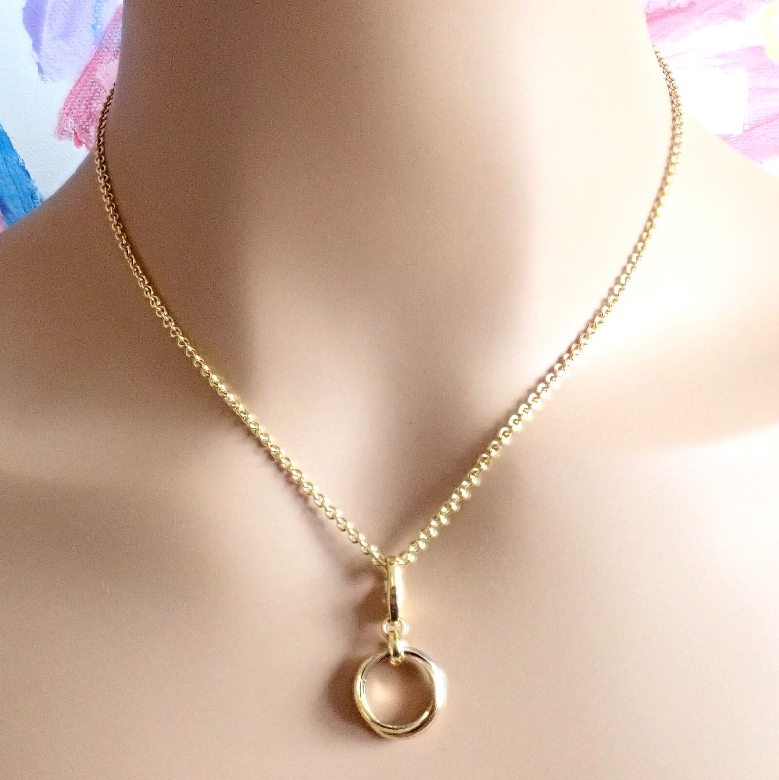 Authentic Cartier 18k Tricolor Gold Trinity Pendant Chain Necklace