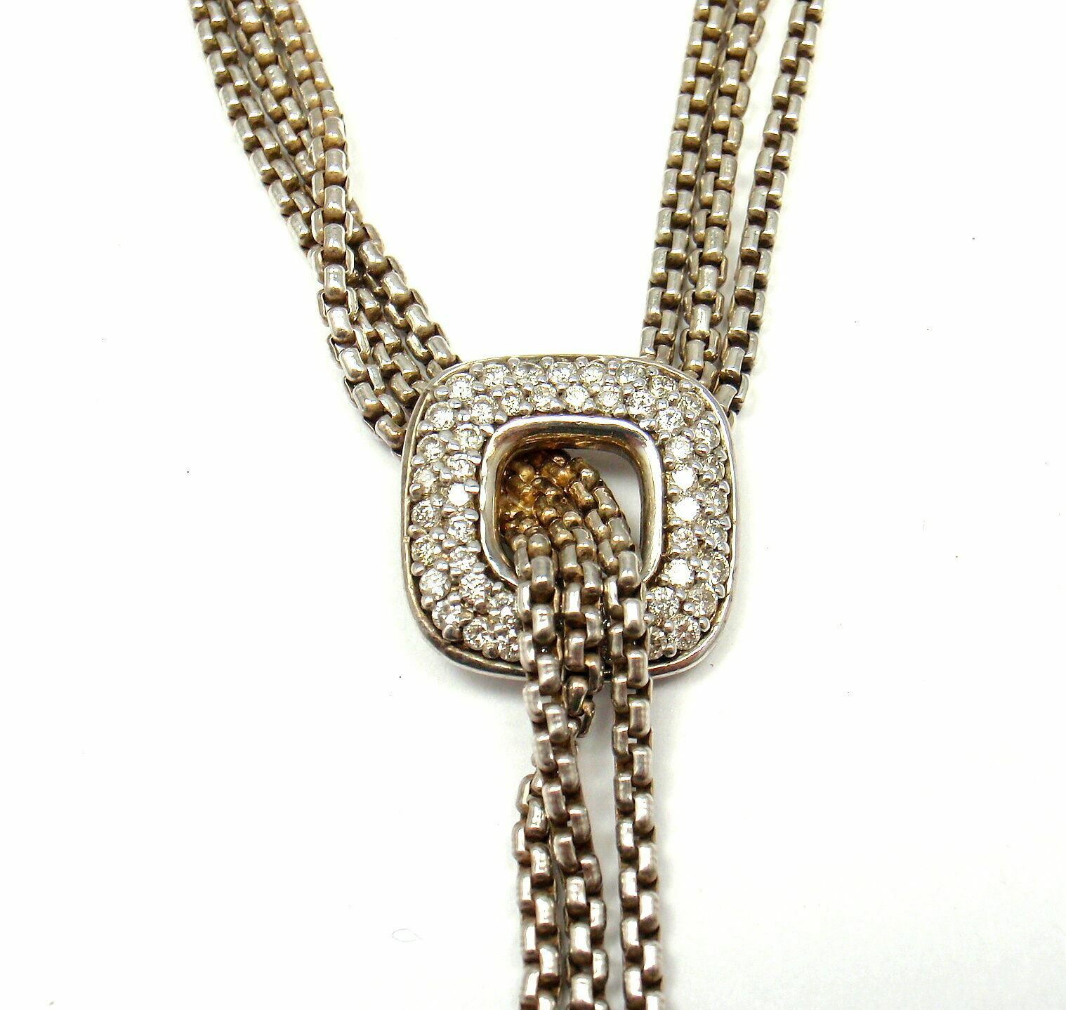David Yurman Jewelry & Watches:Fine Jewelry:Necklaces & Pendants David Yurman DY Sterling Silver Diamond Lariat Waterfall Tassel Necklace 16"