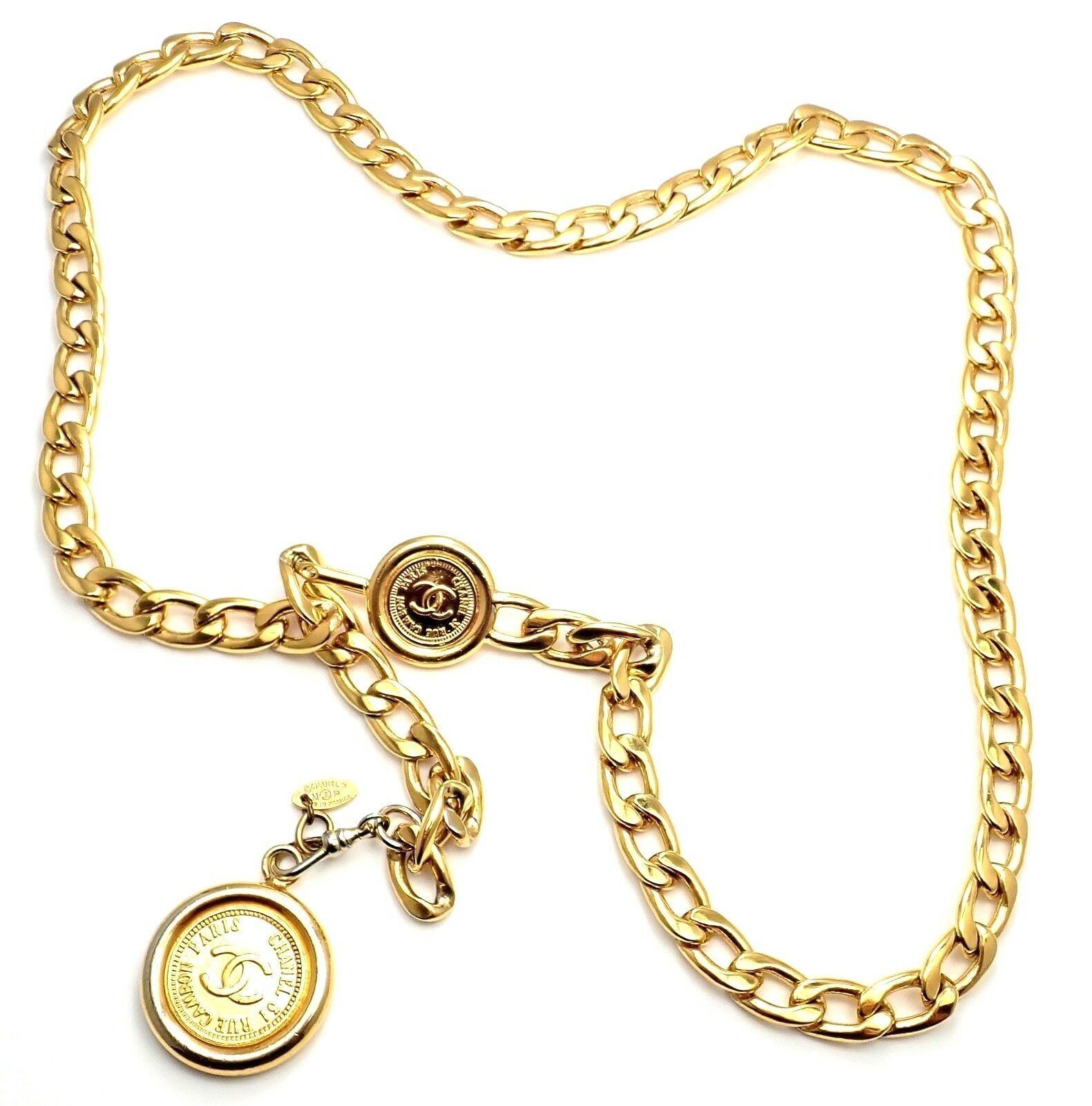 Chanel Jewelry & Watches:Fashion Jewelry:Necklaces & Pendants Amazing Authentic Chanel Gold Tone Draped Clasp Belt Necklace 34"