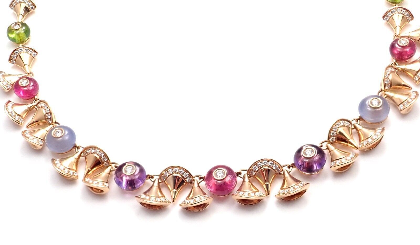 Bulgari Jewelry & Watches:Fine Jewelry:Necklaces & Pendants Authentic Bvlgari Bulgari Diva Dream Diamond Amethyst Rubellite Peridot Necklace