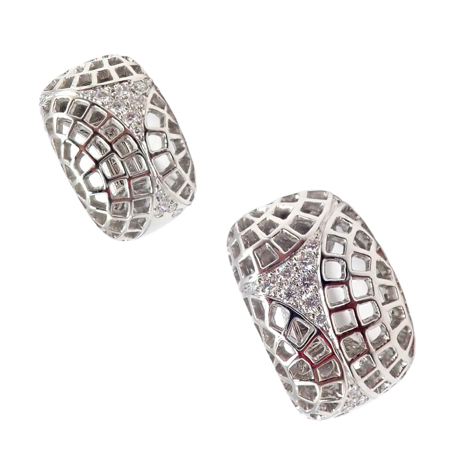 Cartier Jewelry & Watches:Fine Jewelry:Earrings Authentic! Cartier 18k White Gold Diamond Nouvelle Vague Earrings