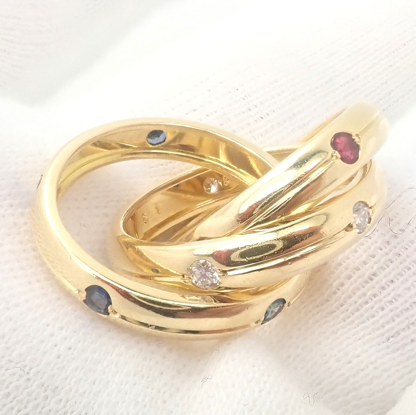 Cartier Jewelry & Watches:Fine Jewelry:Rings Authentic! Cartier 18k Yellow Gold Ruby Diamond Constellation Trinity Ring