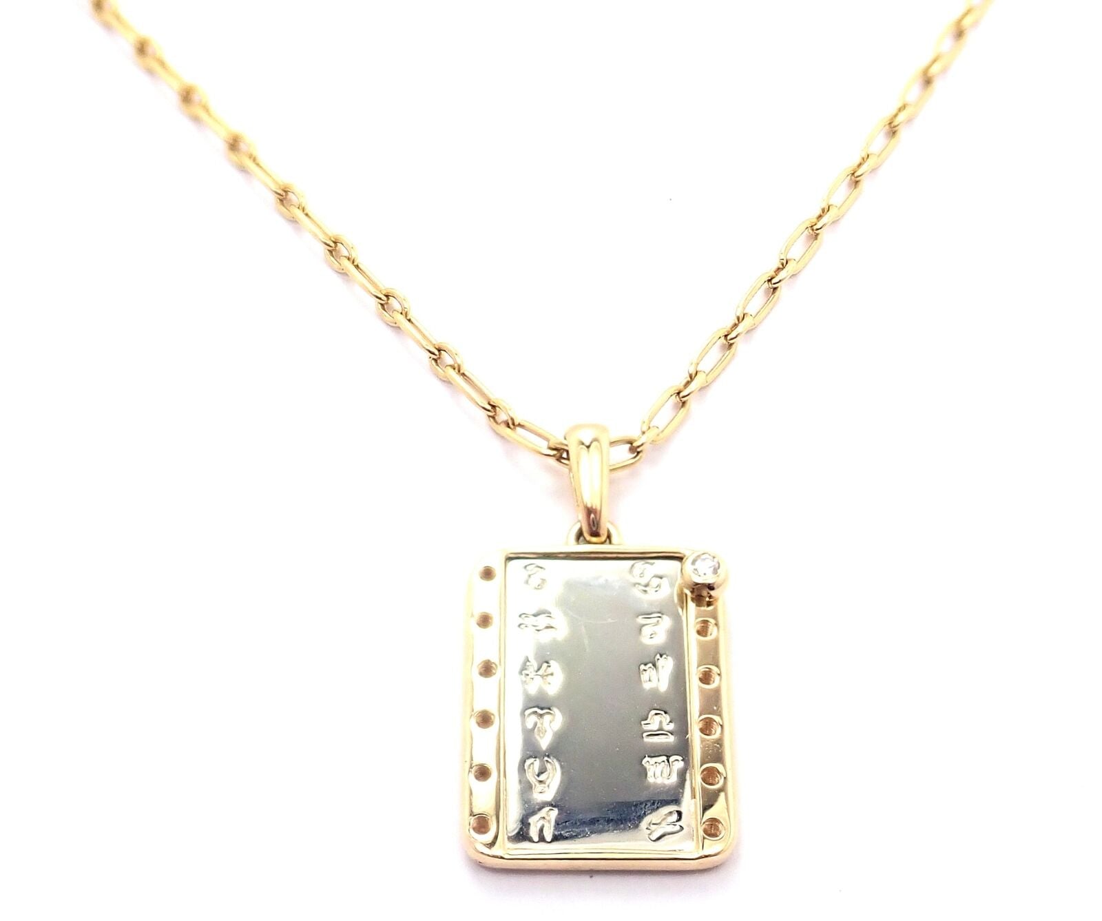 Cartier Jewelry & Watches:Fine Jewelry:Necklaces & Pendants Vintage Cartier Zodiac 18k White Yellow Gold Diamond Pendant Link Chain Necklace