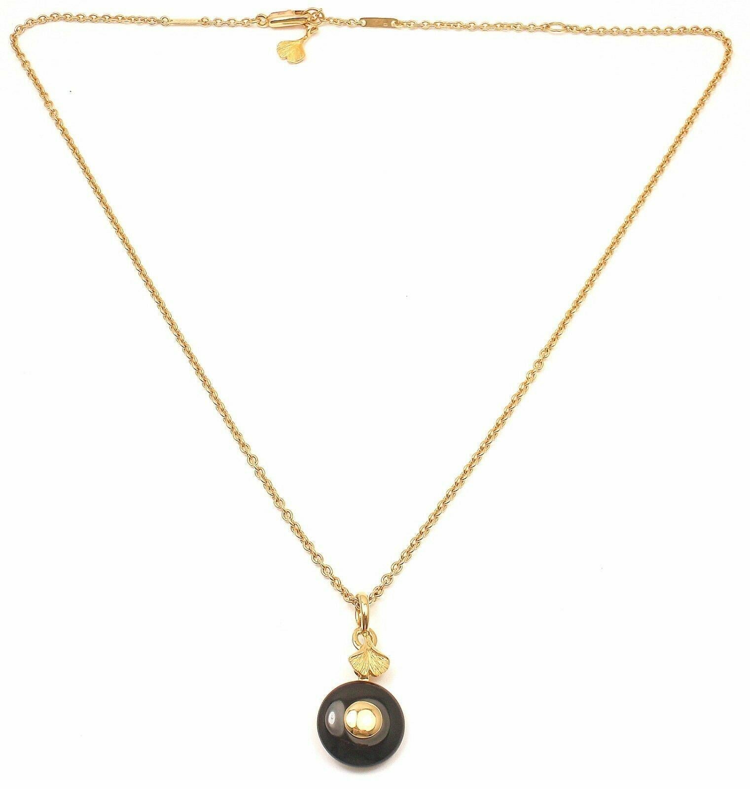 Carrera y Carrera Jewelry & Watches:Fine Jewelry:Necklaces & Pendants New! Authentic Carrera Y Carrera 18k Yellow Gold Ginkgo Onyx Pendant Necklace