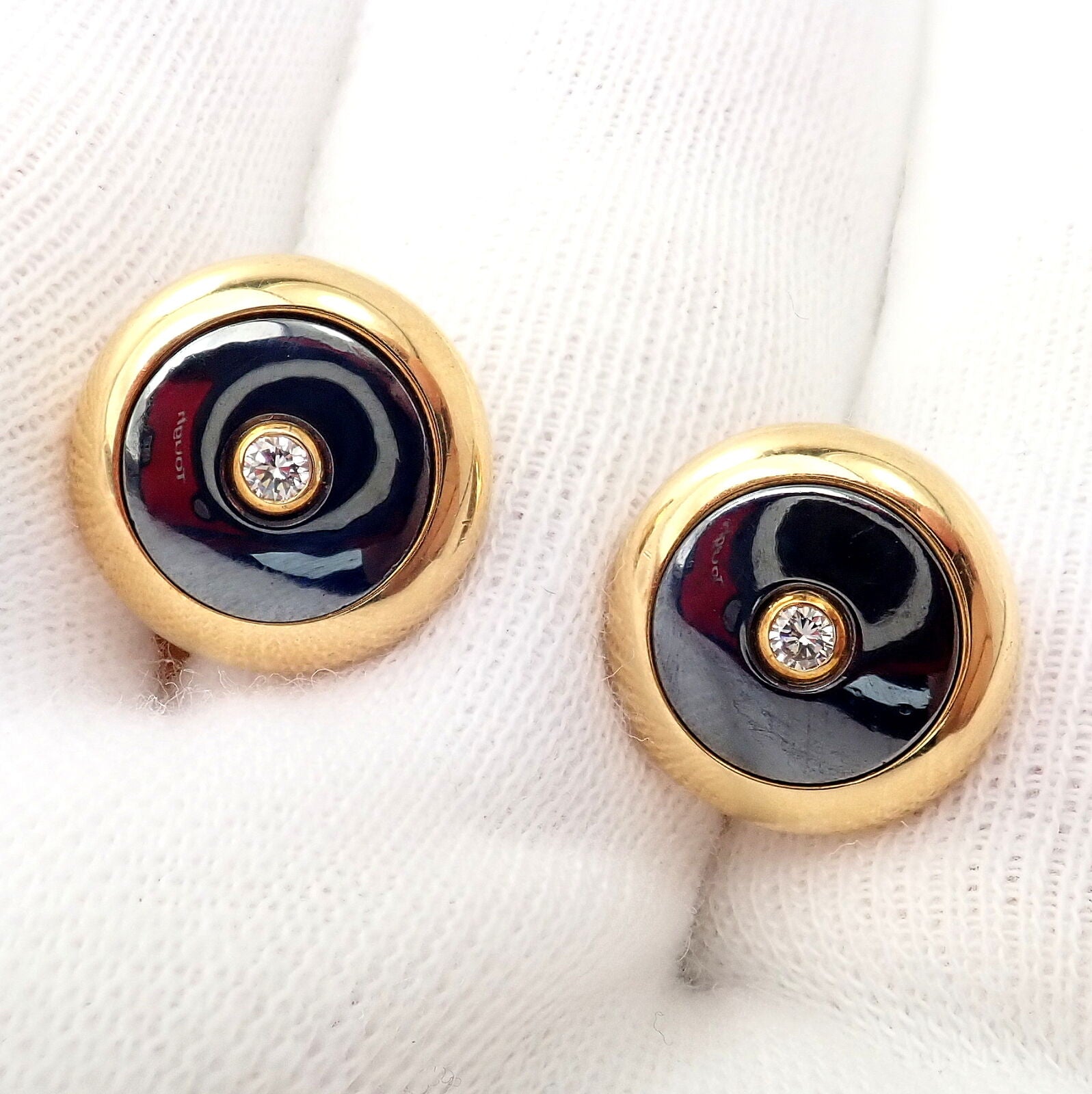 Tiffany & Co. Jewelry & Watches:Men's Jewelry:Cufflinks Rare! Tiffany & Co 18k Yellow Gold Hematite Diamond West Germany Cufflinks