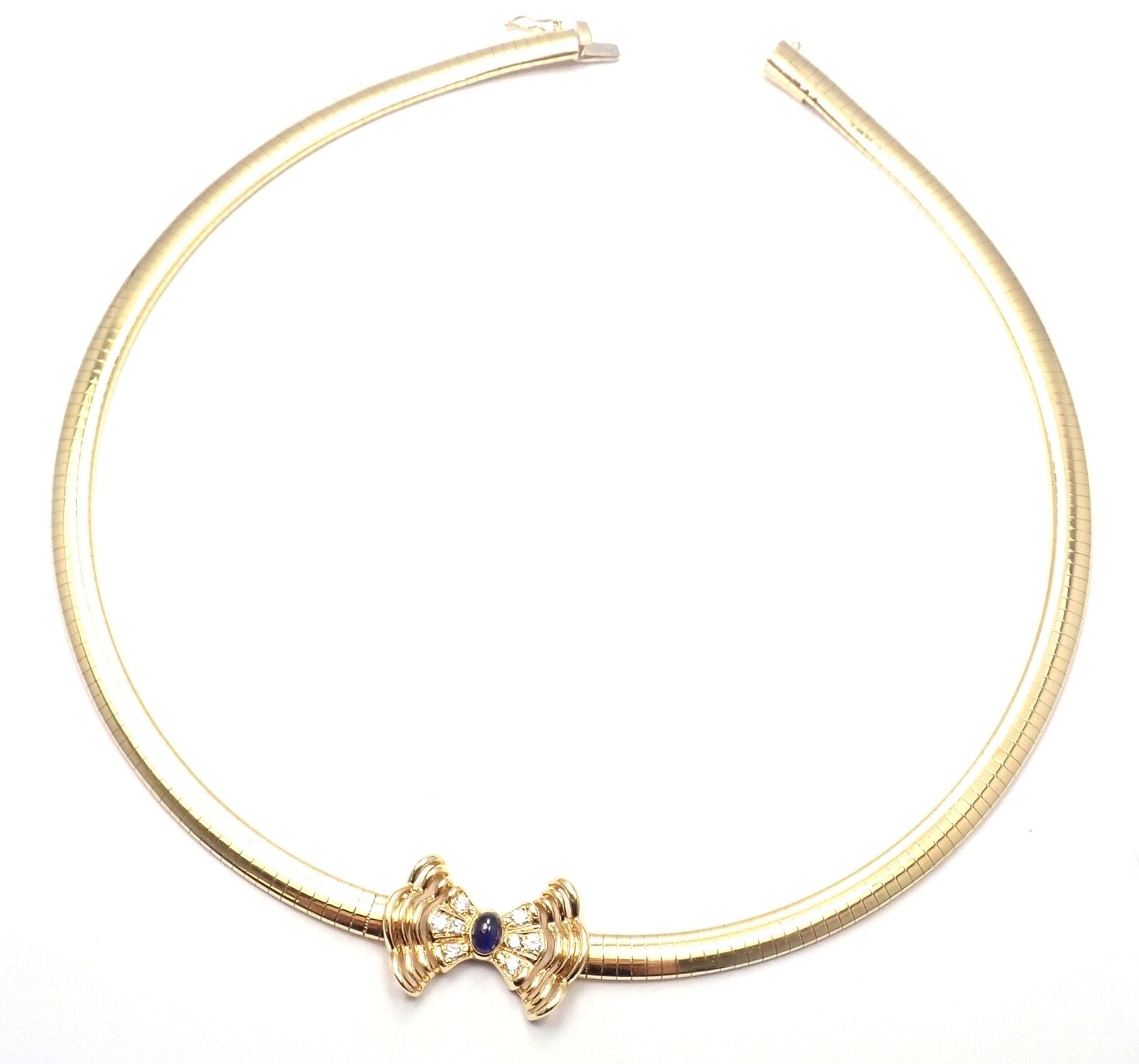 Christian Dior Jewelry & Watches:Fine Jewelry:Necklaces & Pendants Rare! Authentic Christian Dior 18k Yellow Gold Diamond Sapphire Bow Necklace