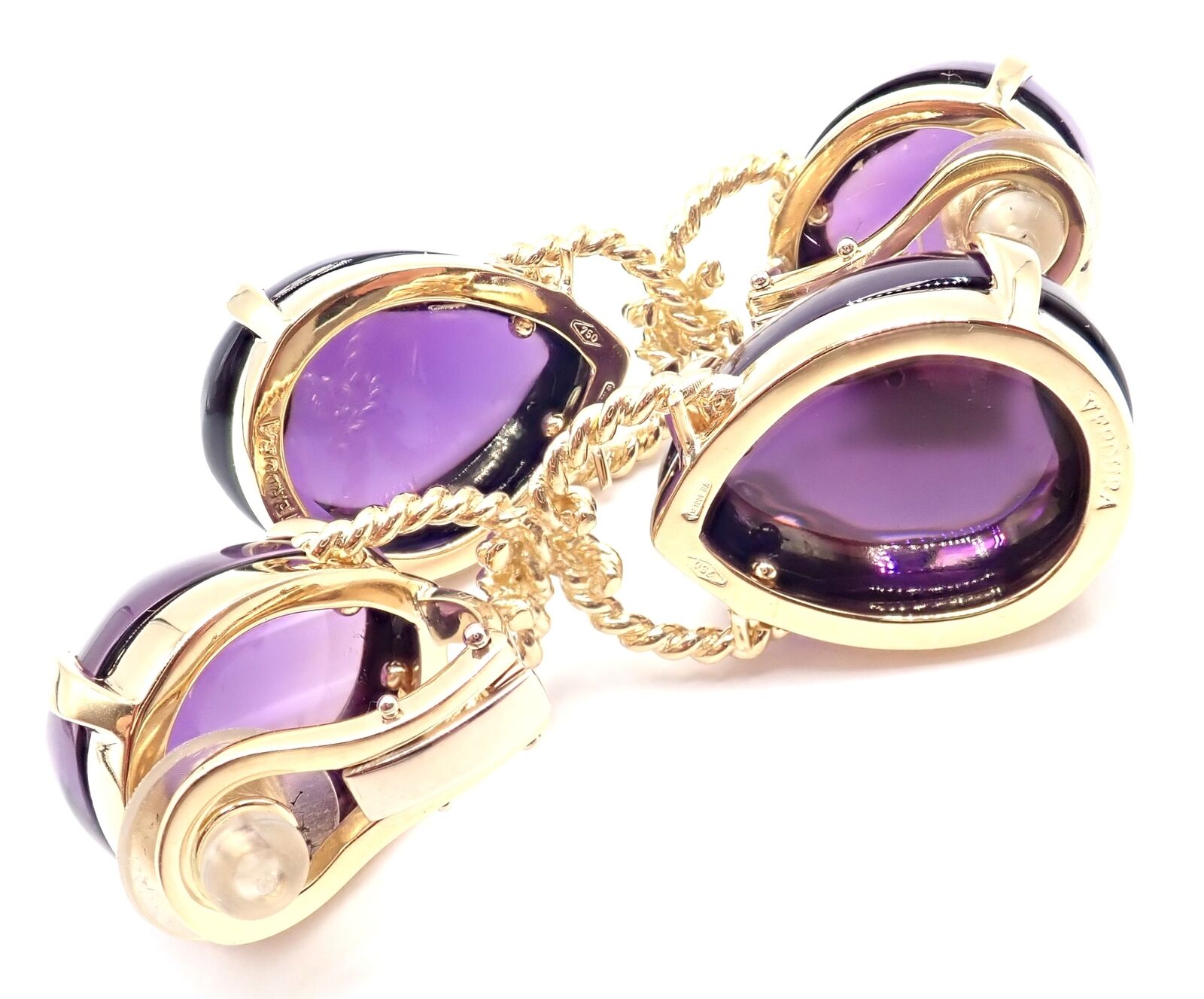 Verdura Jewelry & Watches:Fine Jewelry:Earrings Rare! Authentic Verdura 18k Yellow Gold Large Amethyst Drop Earrings