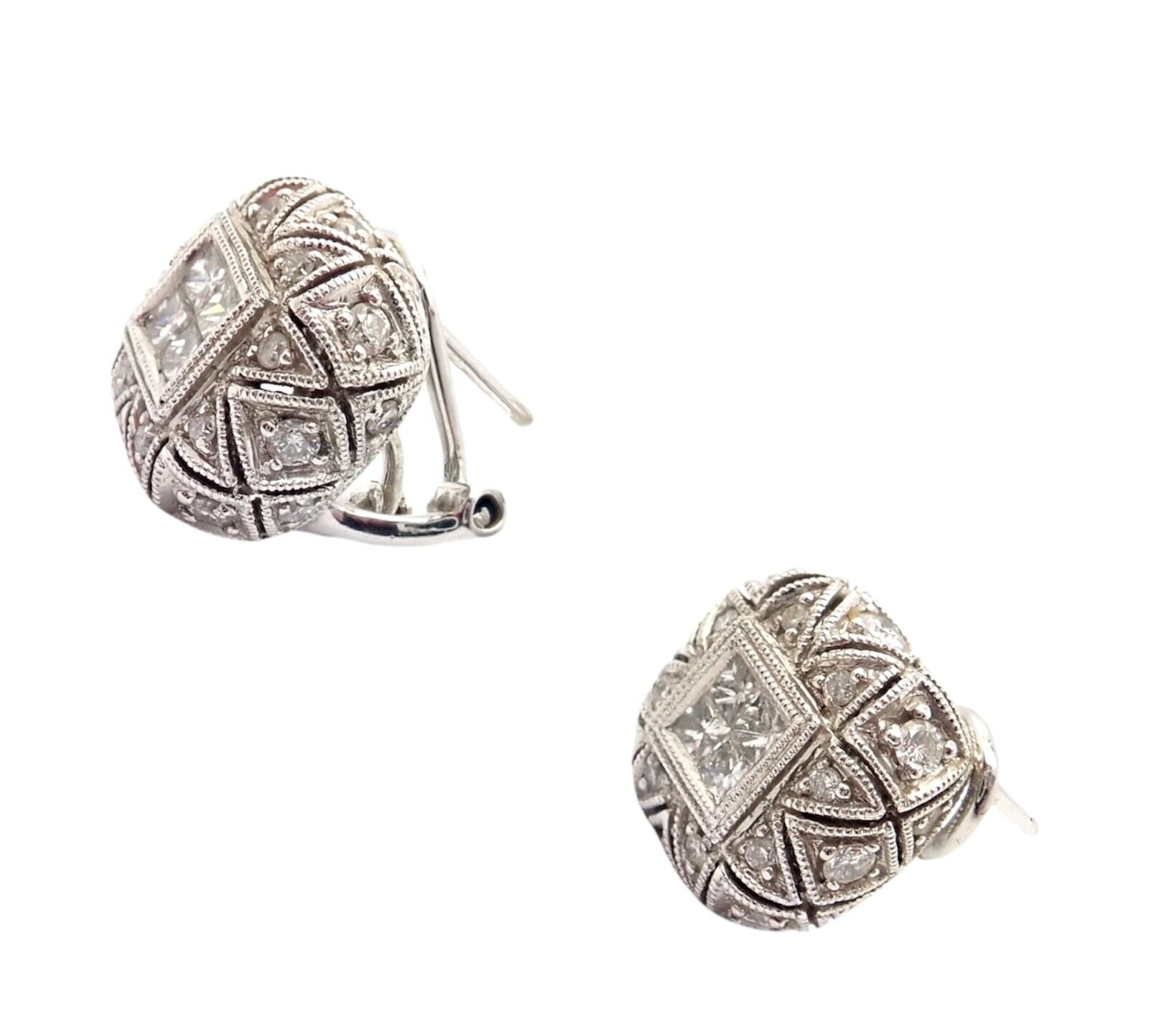LeVian Jewelry & Watches:Fine Jewelry:Earrings Authentic! LeVian 18k White Gold Diamond Pillow Earrings