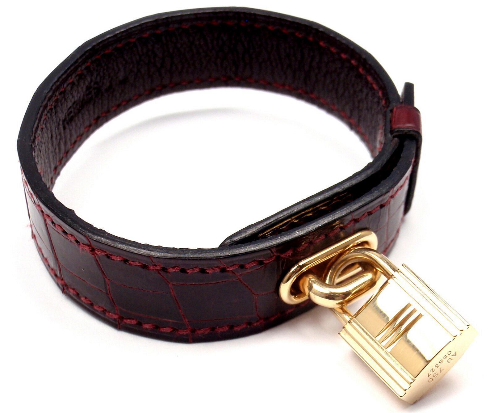 Kelly double tour leather bracelet Hermès Pink in Leather - 41213294