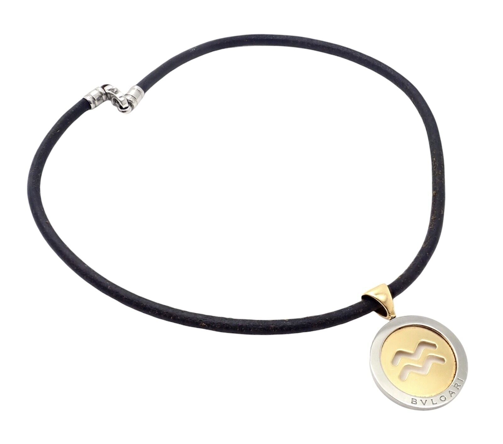 Bulgari Jewelry & Watches:Fine Jewelry:Necklaces & Pendants Authentic! Bulgari Tondo 18k Yellow Gold + Steel 31mm Aquarius Pendant Necklace