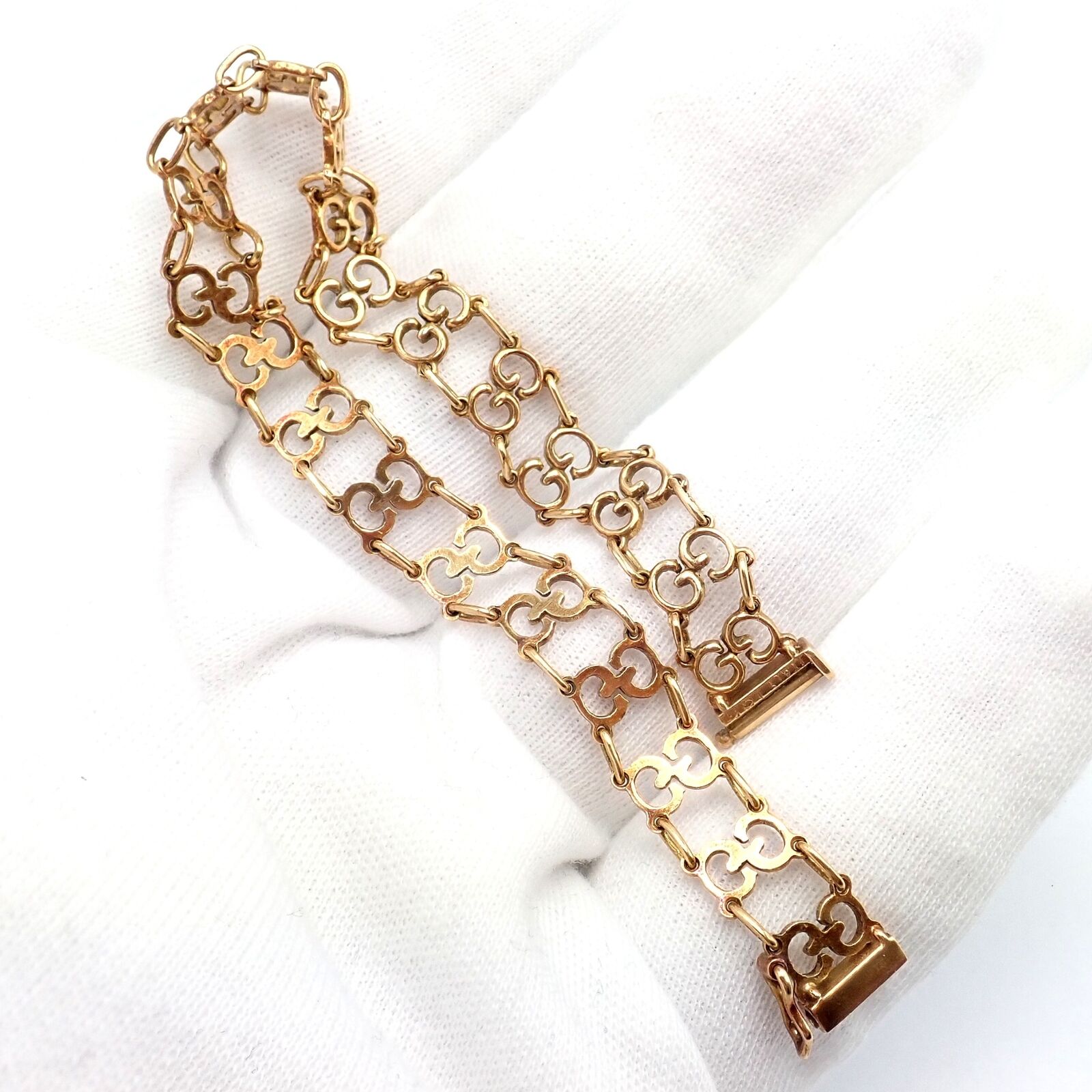Gucci Jewelry & Watches:Fine Jewelry:Bracelets & Charms Vintage! Authentic Gucci 18k Yellow Gold Logo Bracelet