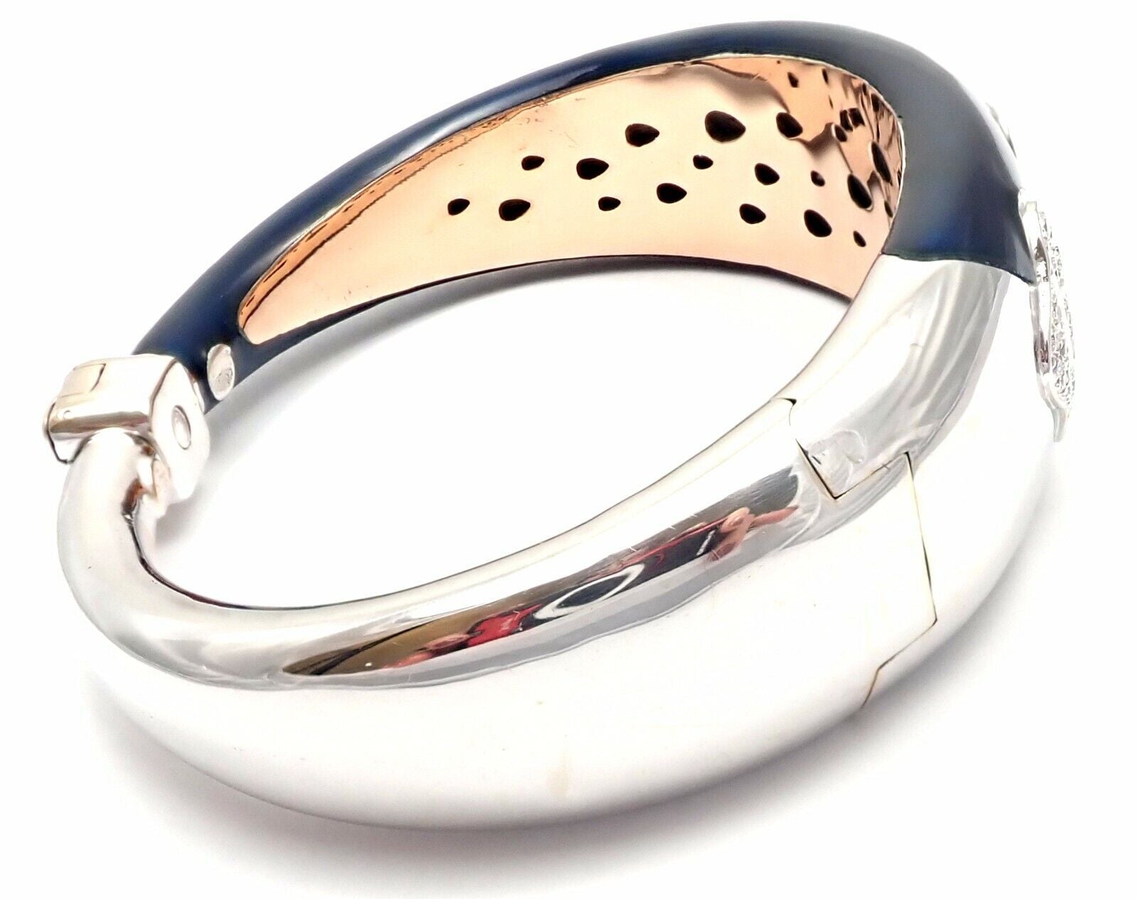 La Nouvelle Bague Jewelry & Watches:Fine Jewelry:Bracelets & Charms Authentic! La Nouvelle Bague 18k White Gold Diamond Enamel Bangle Bracelet