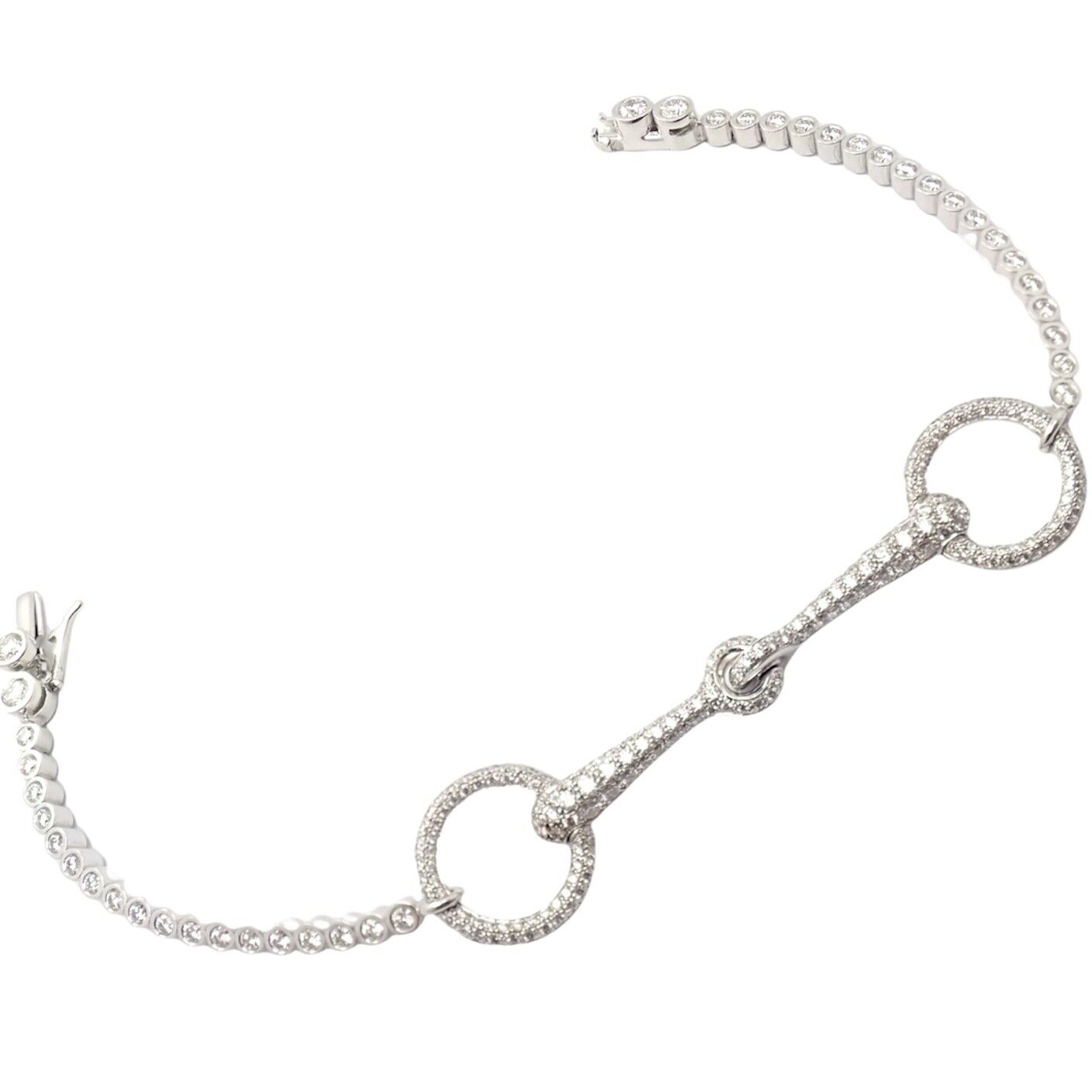 Hermes Jewelry & Watches:Fine Jewelry:Bracelets & Charms Authentic! Hermes Filet d'Or 18k White Gold Diamond Tennis Bracelet