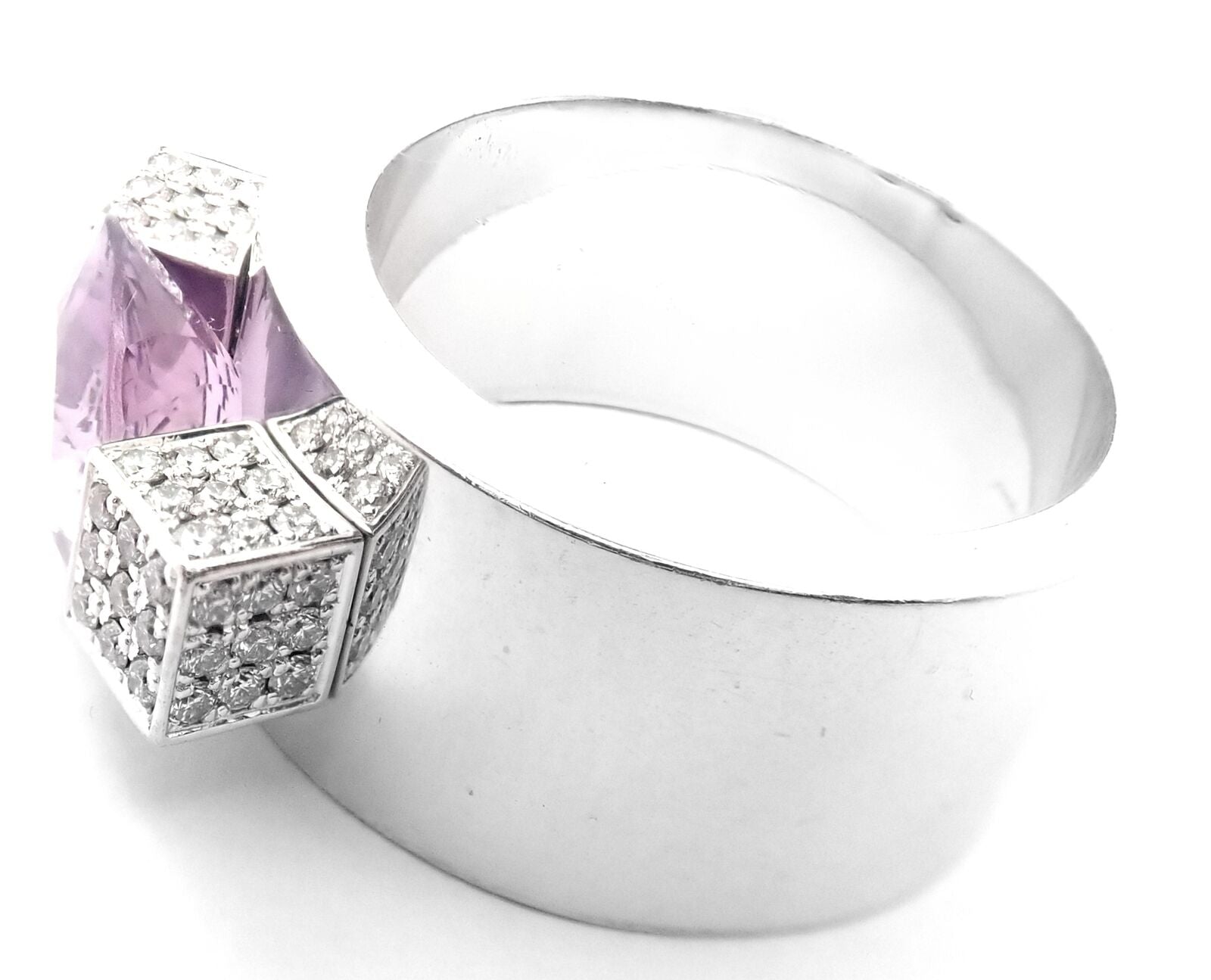 Chopard Jewelry & Watches:Fine Jewelry:Rings Authentic! Chopard 18k White Gold Diamond Amethyst Wide Band Ring