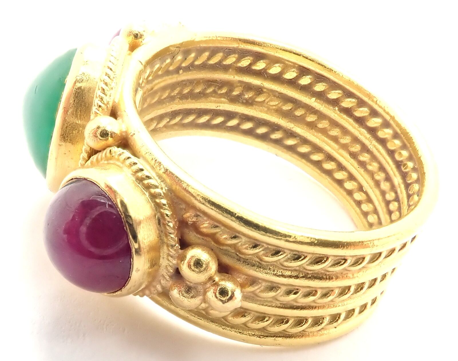 Lalaounis Jewelry & Watches:Fine Jewelry:Rings Rare! Authentic Ilias Lalaounis 18k Yellow Gold Ruby Emerald Band Ring