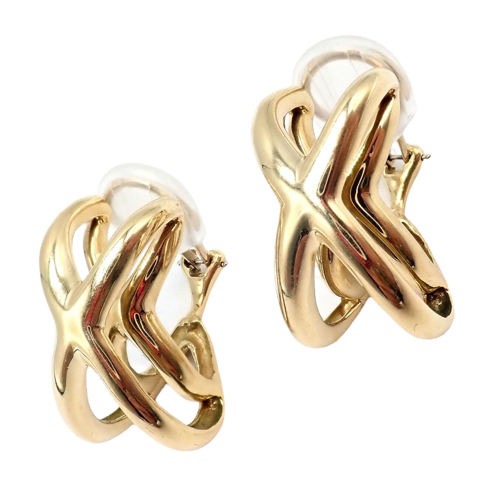Vintage! Tiffany & Co Claflin 18K Yellow Gold Large Double x Crisscross Earrings