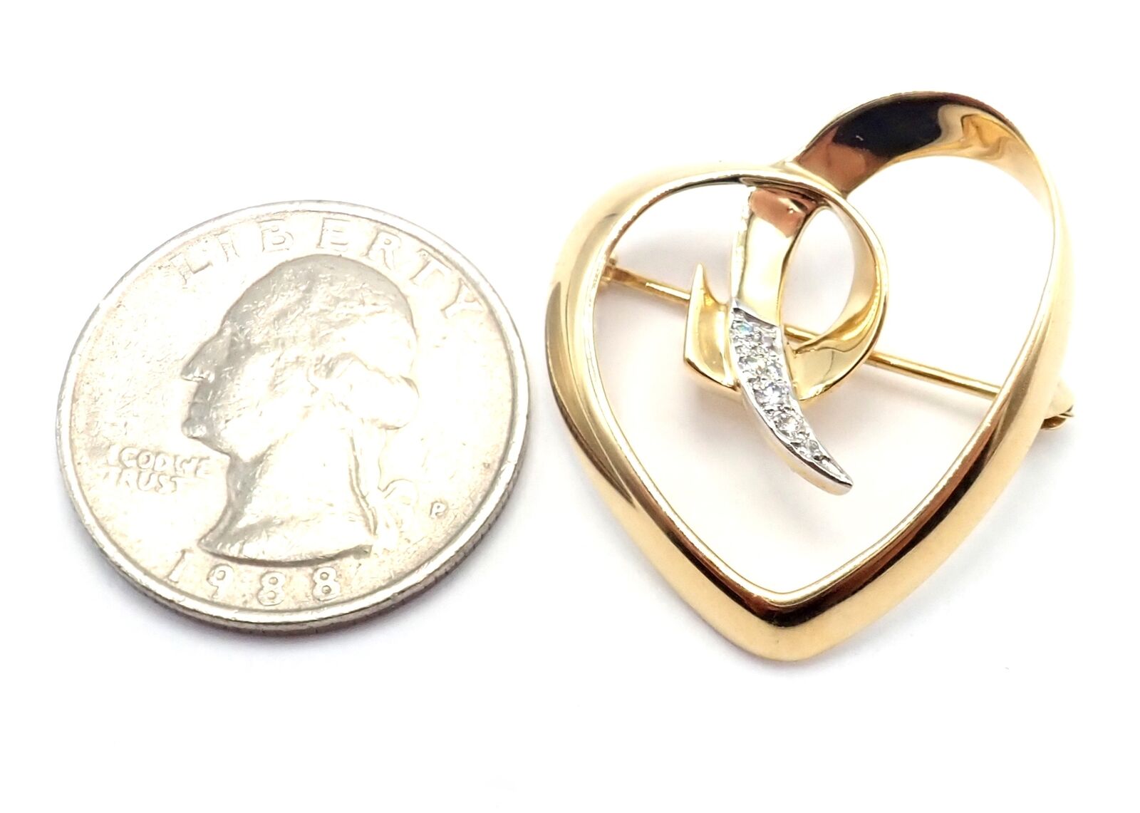Paloma Picasso for Tiffany & Co. Jewelry & Watches:Fine Jewelry:Brooches & Pins Authentic! Tiffany & Co Paloma Picasso 18k Yellow Gold Diamond Heart Pin Brooch