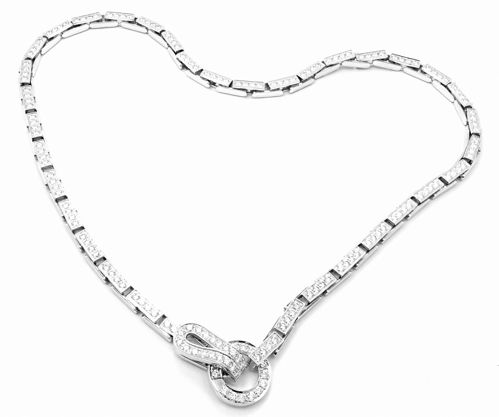 Cartier Jewelry & Watches:Fine Jewelry:Necklaces & Pendants Authentic! Cartier Agrafe 18k White Gold Full Diamond Link Necklace Certificate