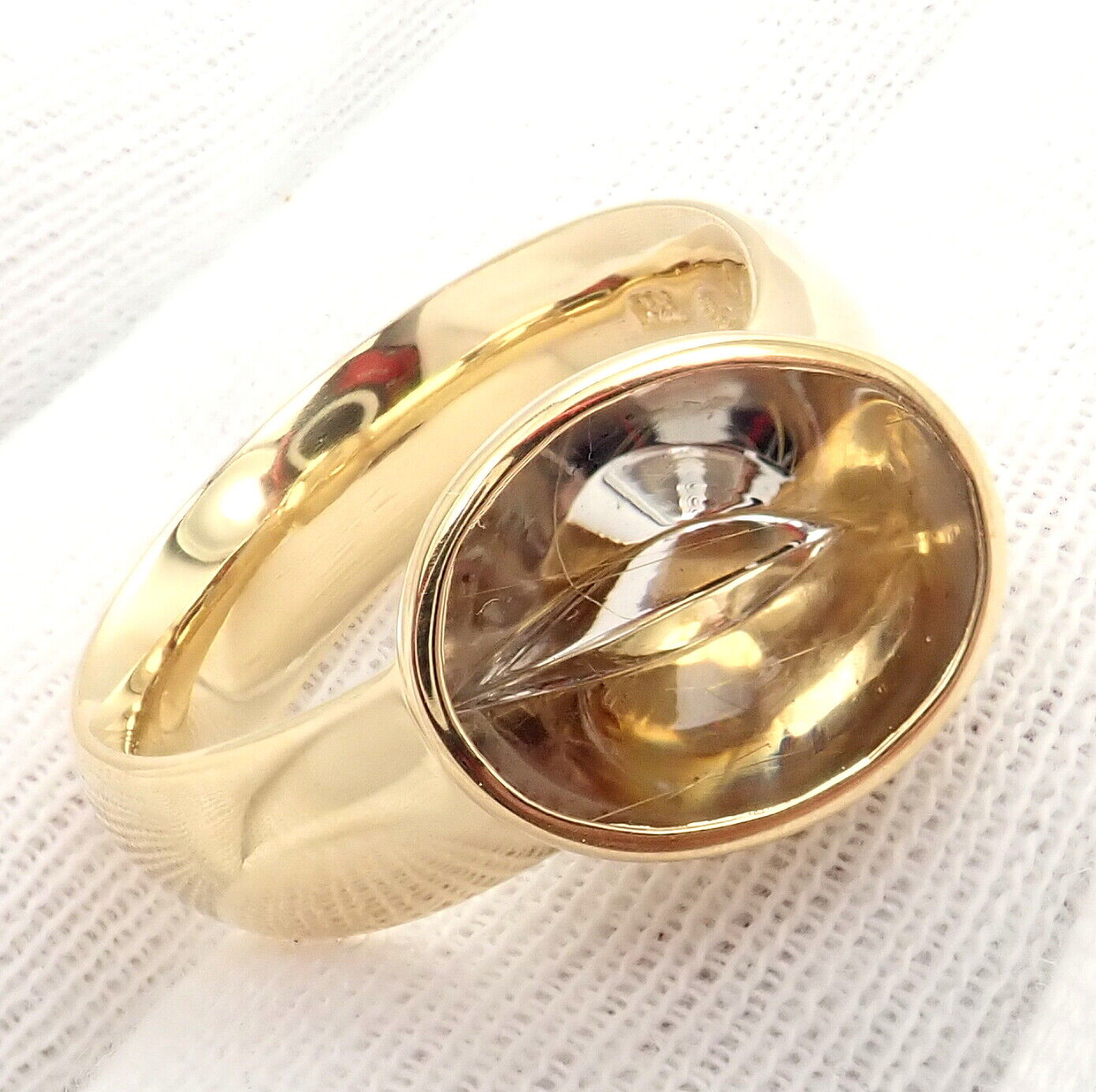 Georg Jensen Jewelry & Watches:Fine Jewelry:Rings Rare Georg Jensen 18K Yellow Gold Rutilated Quartz Nordic Summer Ring sz 7.75