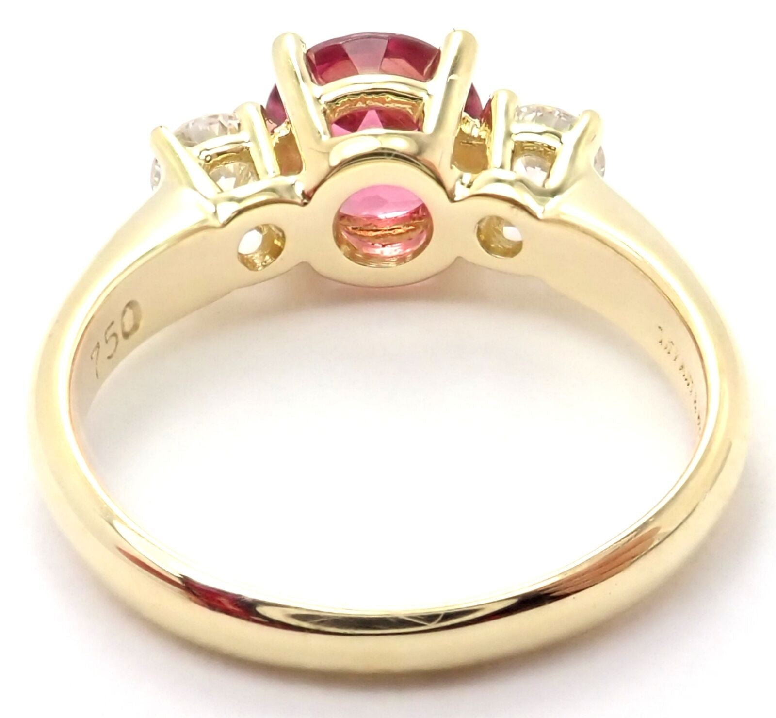 Tiffany & Co. Jewelry & Watches:Fine Jewelry:Rings Authentic! Tiffany & Co 18k Yellow Gold Three Stone Diamond Tourmaline Band Ring