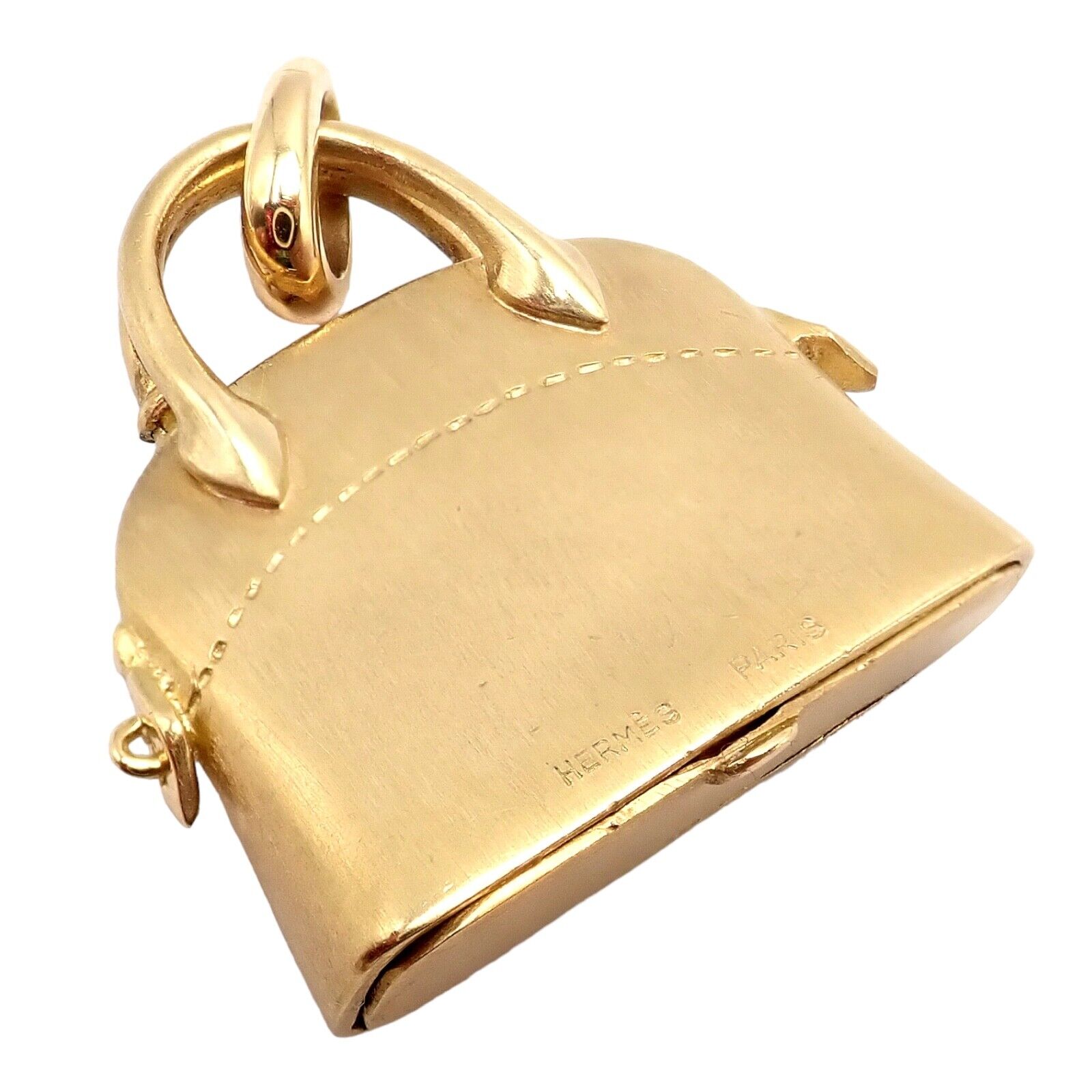 Rare! Authentic Hermes Bolide 18k Yellow Gold Bag Purse Large Charm Pendant