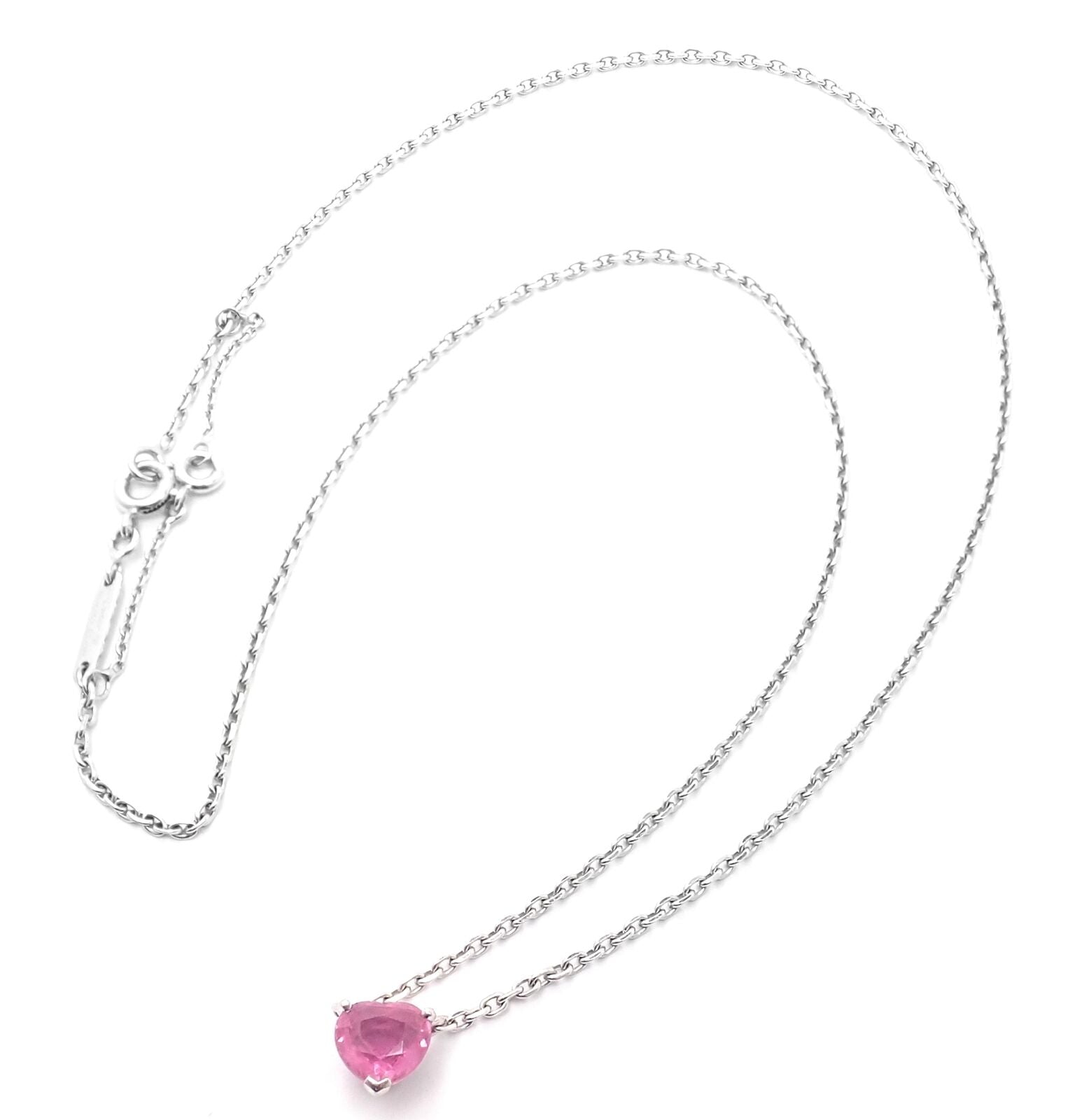 Cartier Jewelry & Watches:Fine Jewelry:Necklaces & Pendants Authentic! Cartier 18k White Gold Heart Shape Pink Sapphire Pendant Necklace