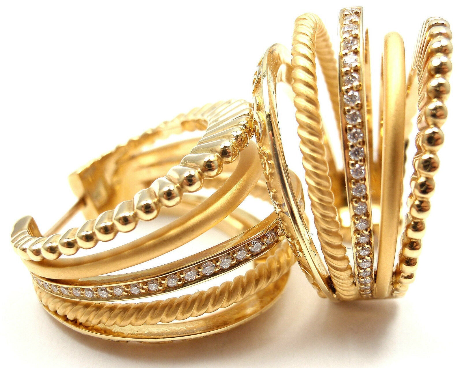 Carrera y Carrera Jewelry & Watches:Fine Jewelry:Earrings New! Authentic Carrera Y Carrera Melodia 18k Yellow Gold Diamond Hoop Earrings