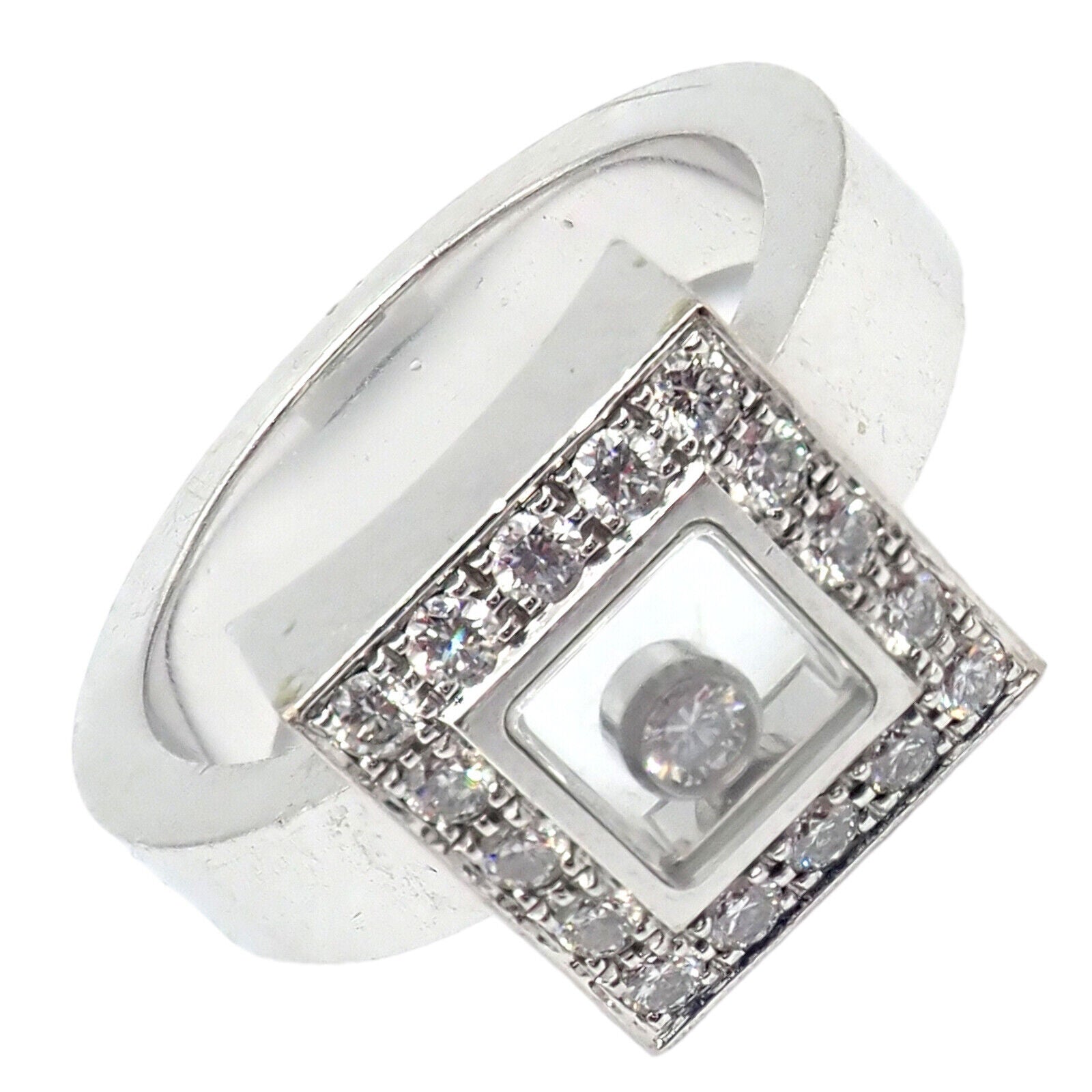 Chopard Jewelry & Watches:Fine Jewelry:Rings Authentic! Chopard 18k White Gold Diamond Happy Diamond Ring Sz 5.75