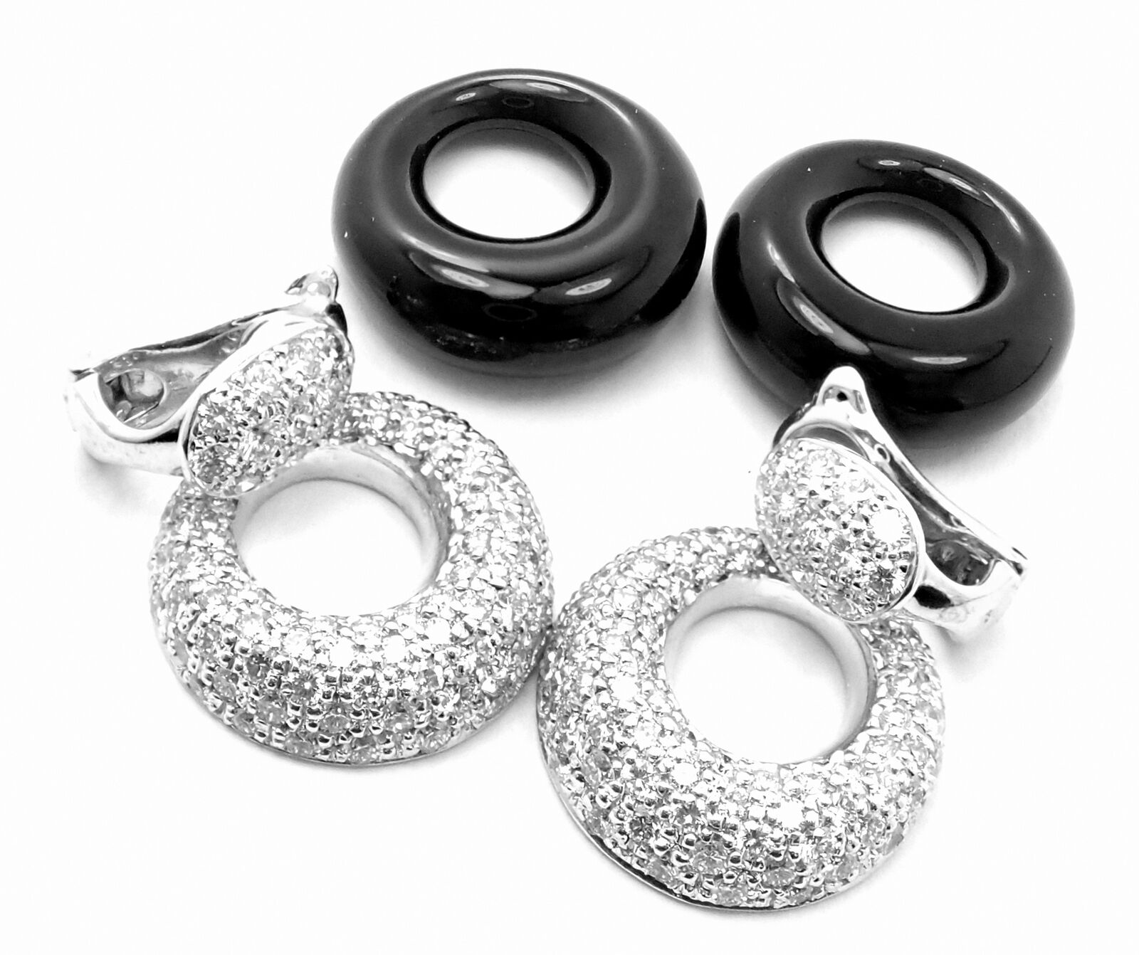 Van Cleef & Arpels Jewelry & Watches:Fine Jewelry:Earrings Rare! Van Cleef & Arpels 18k White Gold Diamond Onyx Door Knocker Earrings Paper