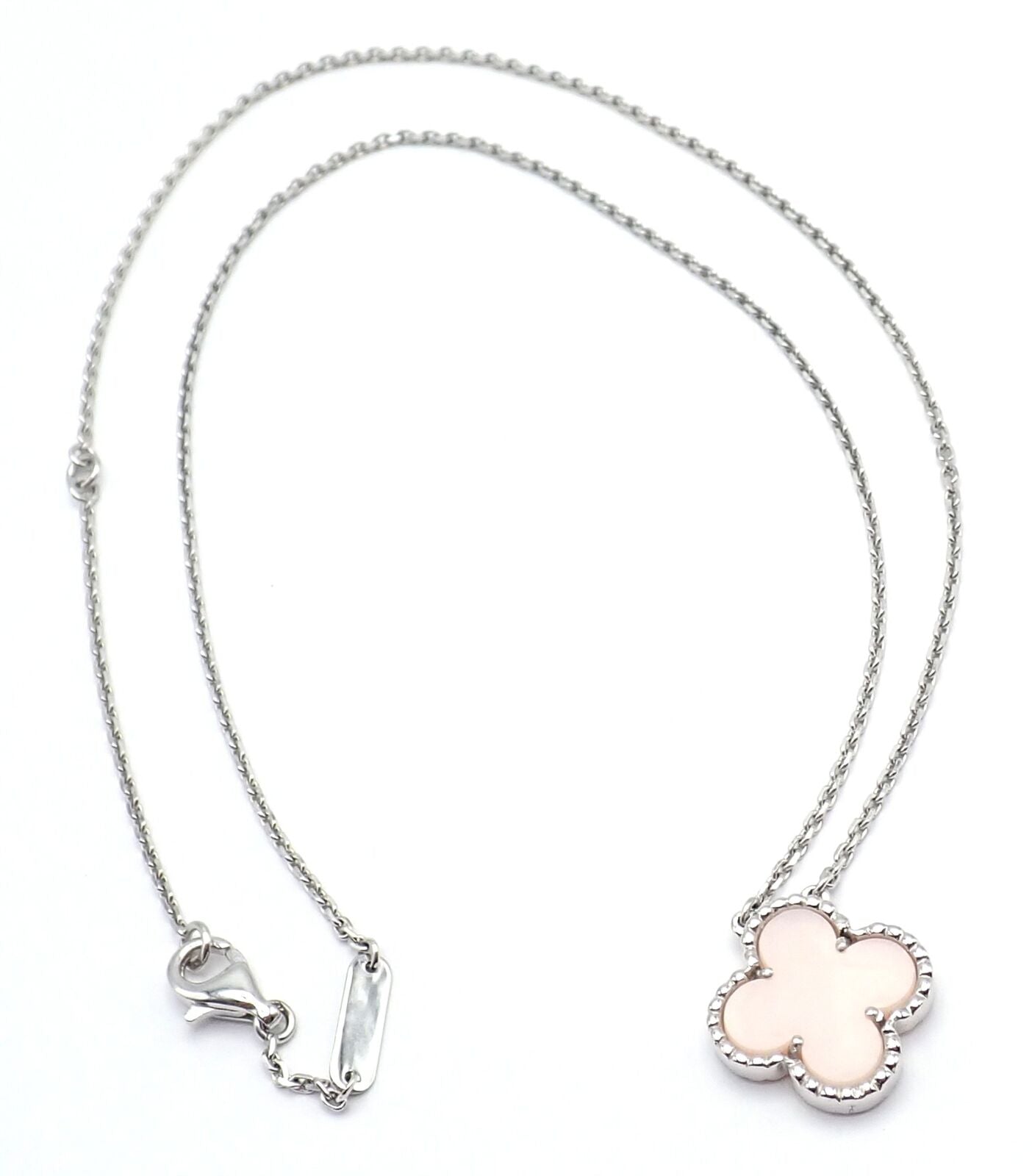 Van Cleef & Arpels Jewelry & Watches:Fine Jewelry:Necklaces & Pendants Authentic! Van Cleef & Arpels Alhambra 18k White Gold Pink Opal Necklace Cert.