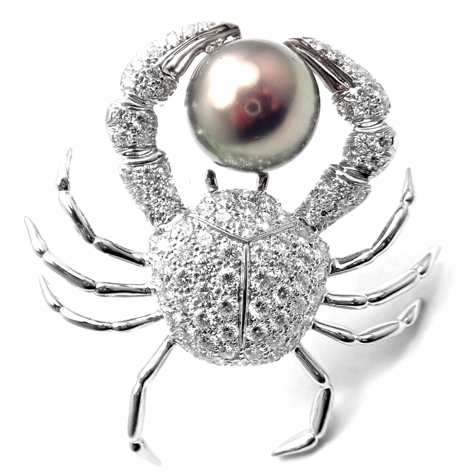 Tiffany & Co. Jewelry & Watches:Fine Jewelry:Brooches & Pins Rare! Authentic Tiffany & Co Platinum Crab 2.70ct Diamond Pearl Pin Brooch