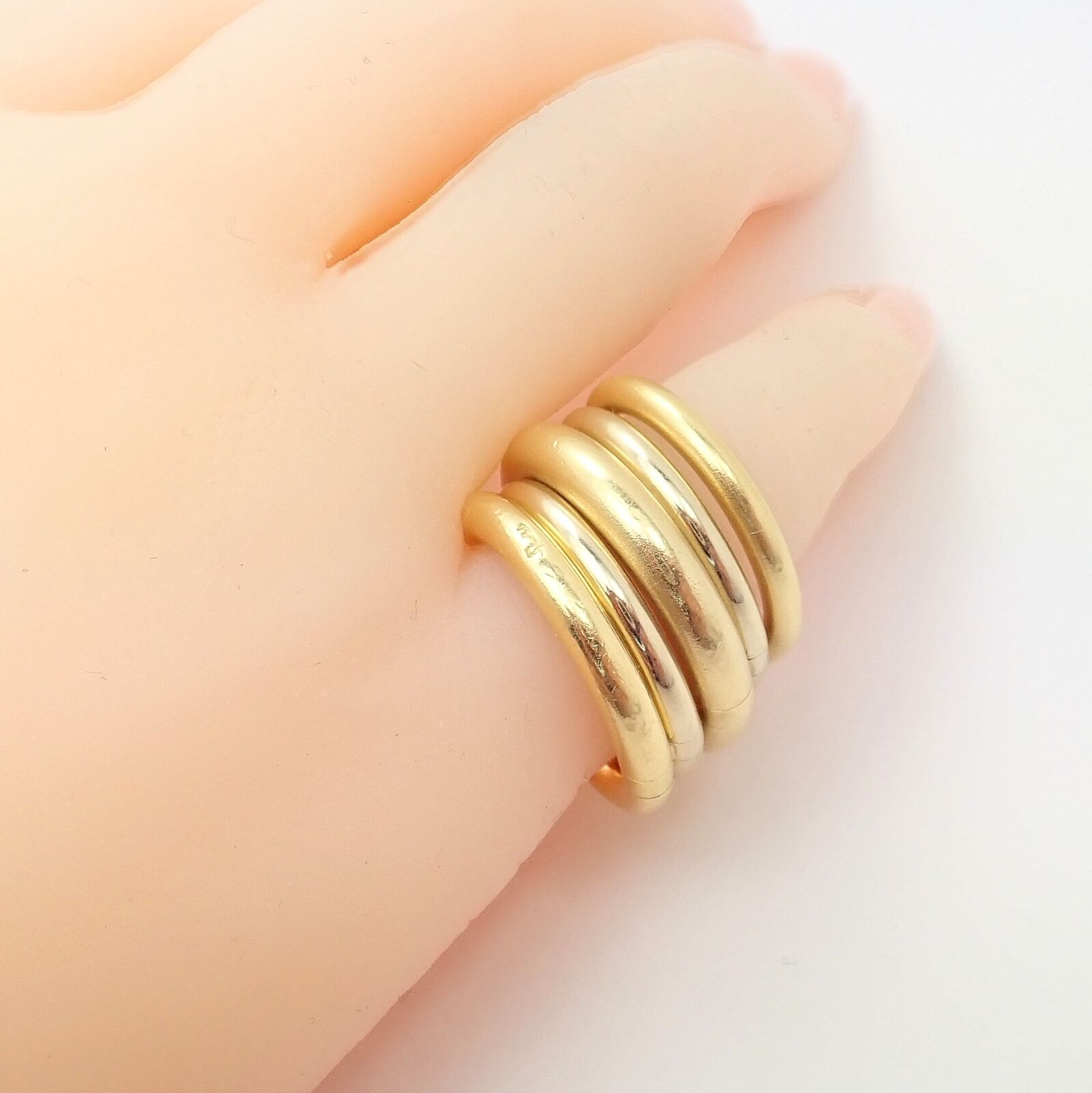 Pomellato Jewelry & Watches:Fine Jewelry:Rings Authentic! Pomellato 18k Yellow White Gold 5 Row Interlocking Tubolare Band Ring